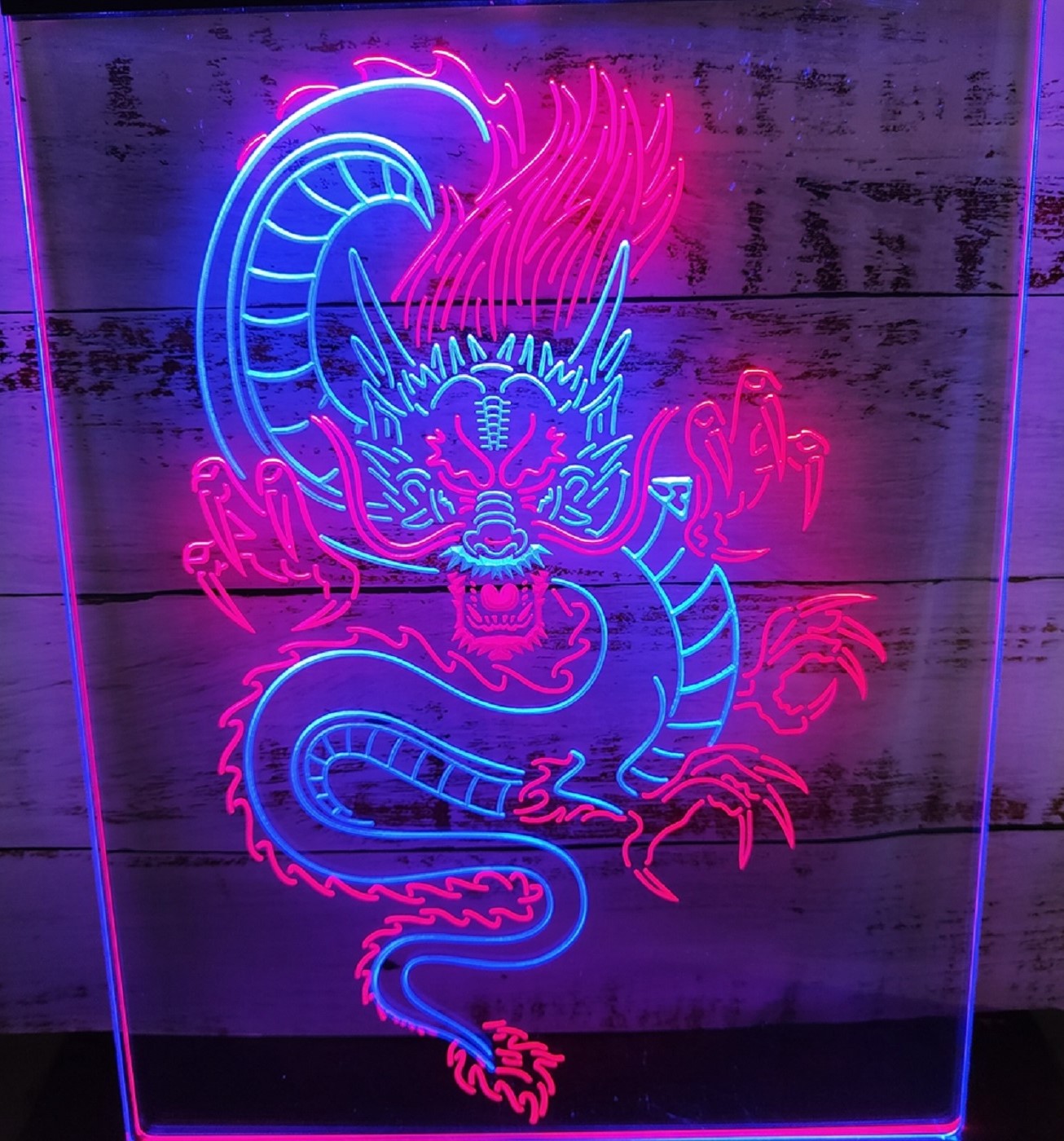 Chinese Dragon Led Neon Sign Dual Color Wall Hanging Or Desktop Decor