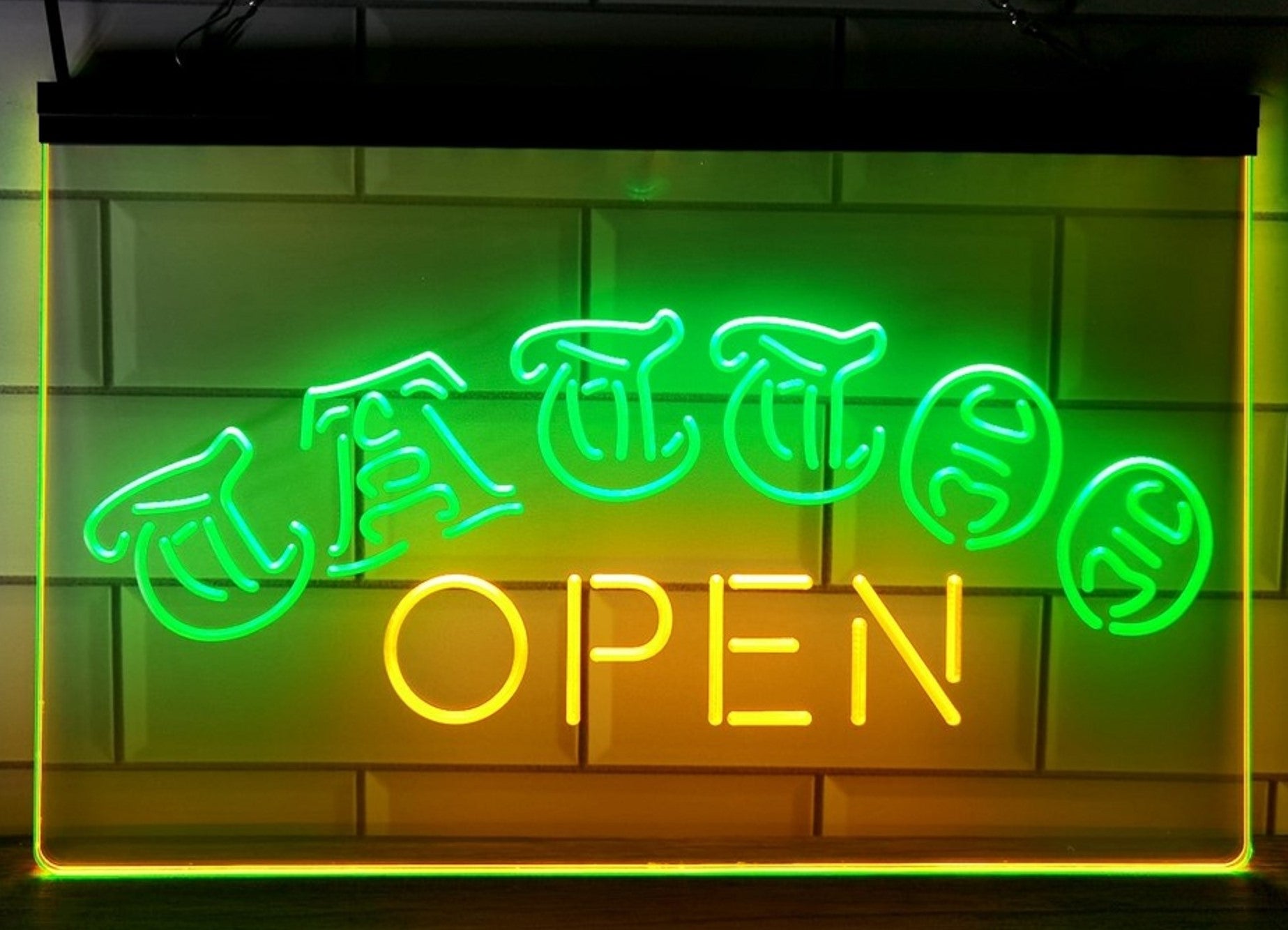 Tattoo Open Led Neon Sign Dual Color Tattoo Salon Shop Wall Or Desktop Decor