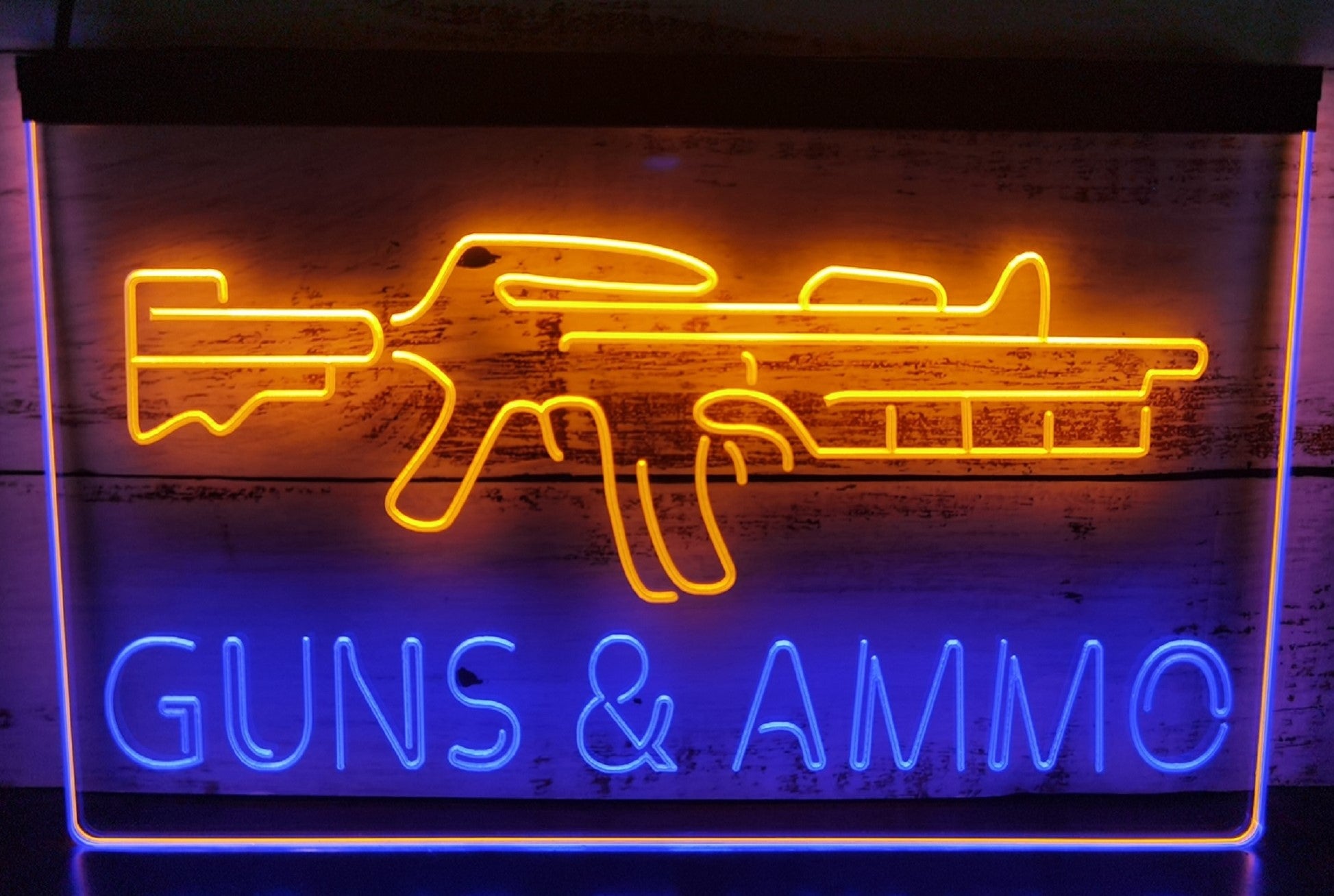 Guns & Ammo Led Neon Sign Dual Color Wall Hanging Or Desktop Decor
