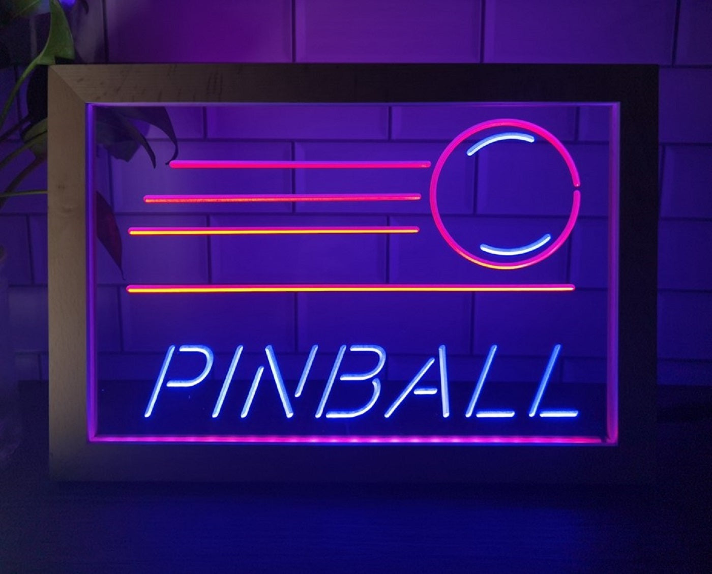 Pinball Led Neon Sign Framed Arcade Pinball Shop Decor Wall Or Desktop