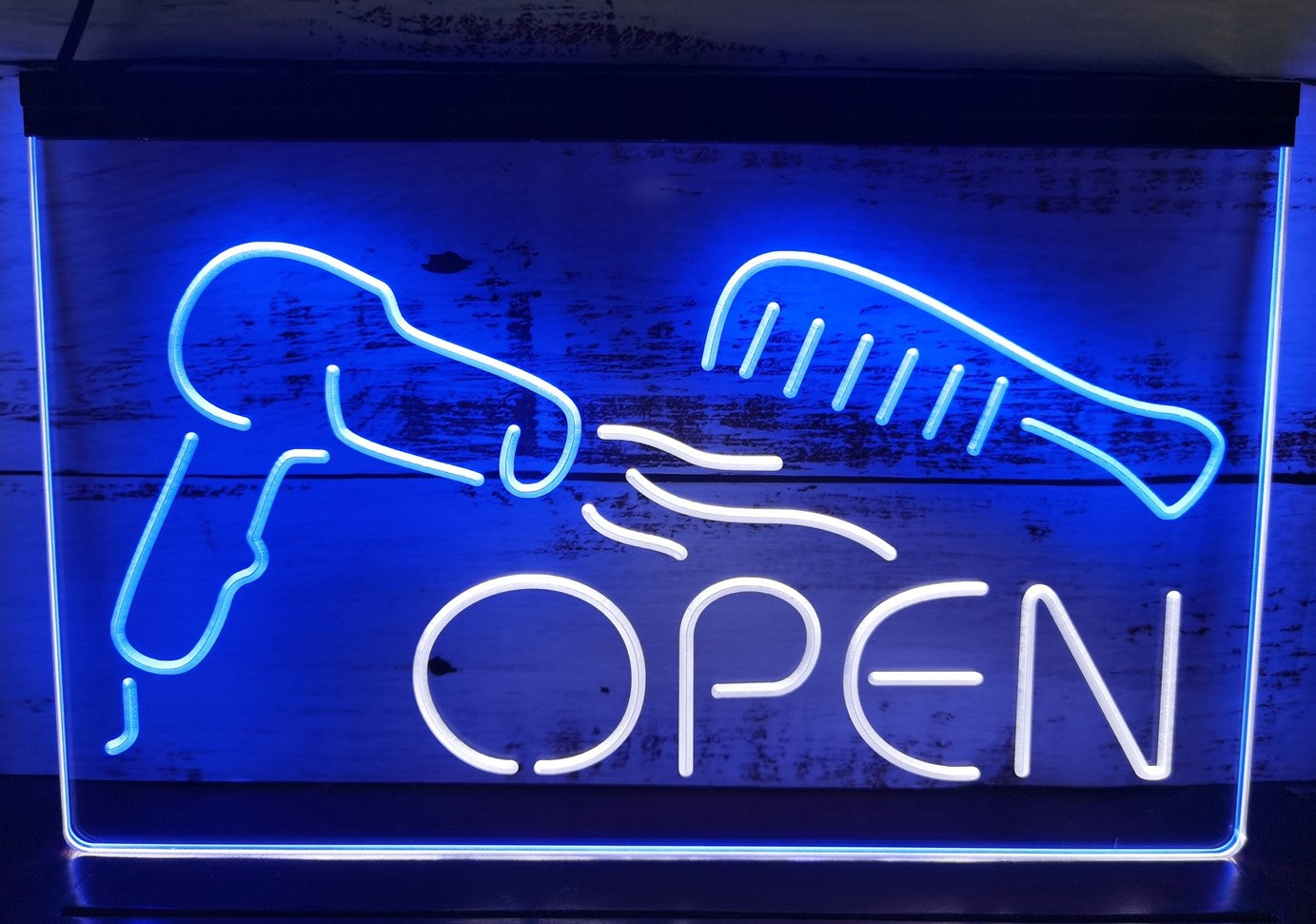 Haircut Salon Open Led Neon Sign Dual Color Barber Shop Haircut Salon Decor