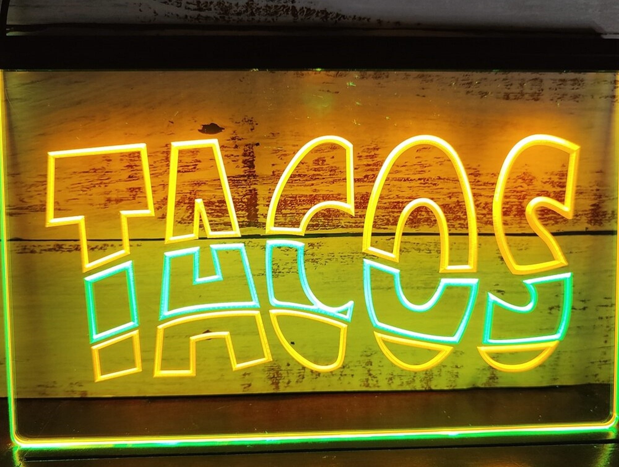 Tacos Led Neon Sign Dual Color Mexican Restaurant Wall Or Desktop Decor