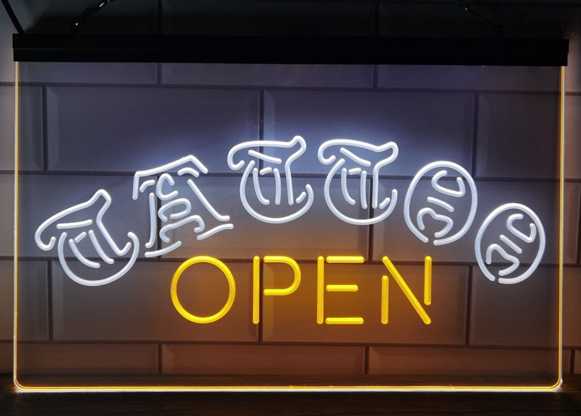 Tattoo Open Led Neon Sign Dual Color Tattoo Salon Shop Wall Or Desktop Decor