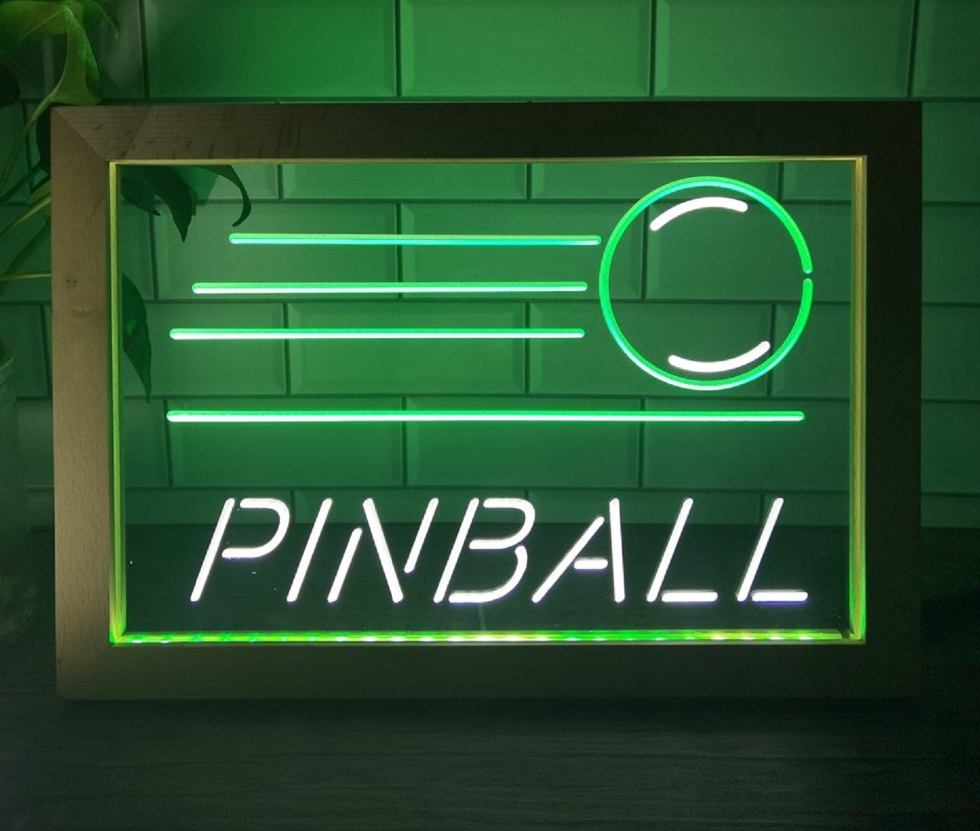 Pinball Led Neon Sign Framed Arcade Pinball Shop Decor Wall Or Desktop