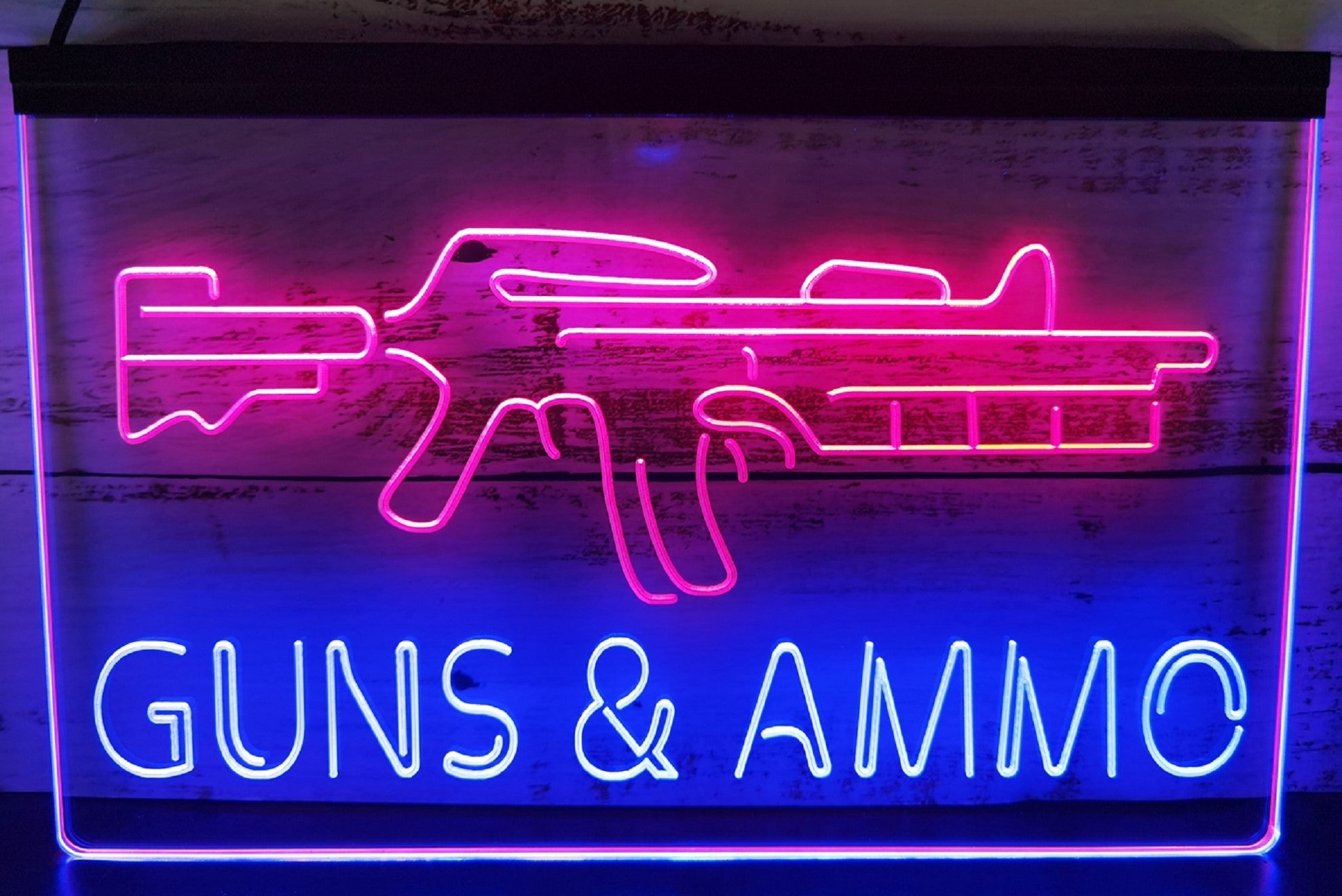 Guns & Ammo Led Neon Sign Dual Color Wall Hanging Or Desktop Decor