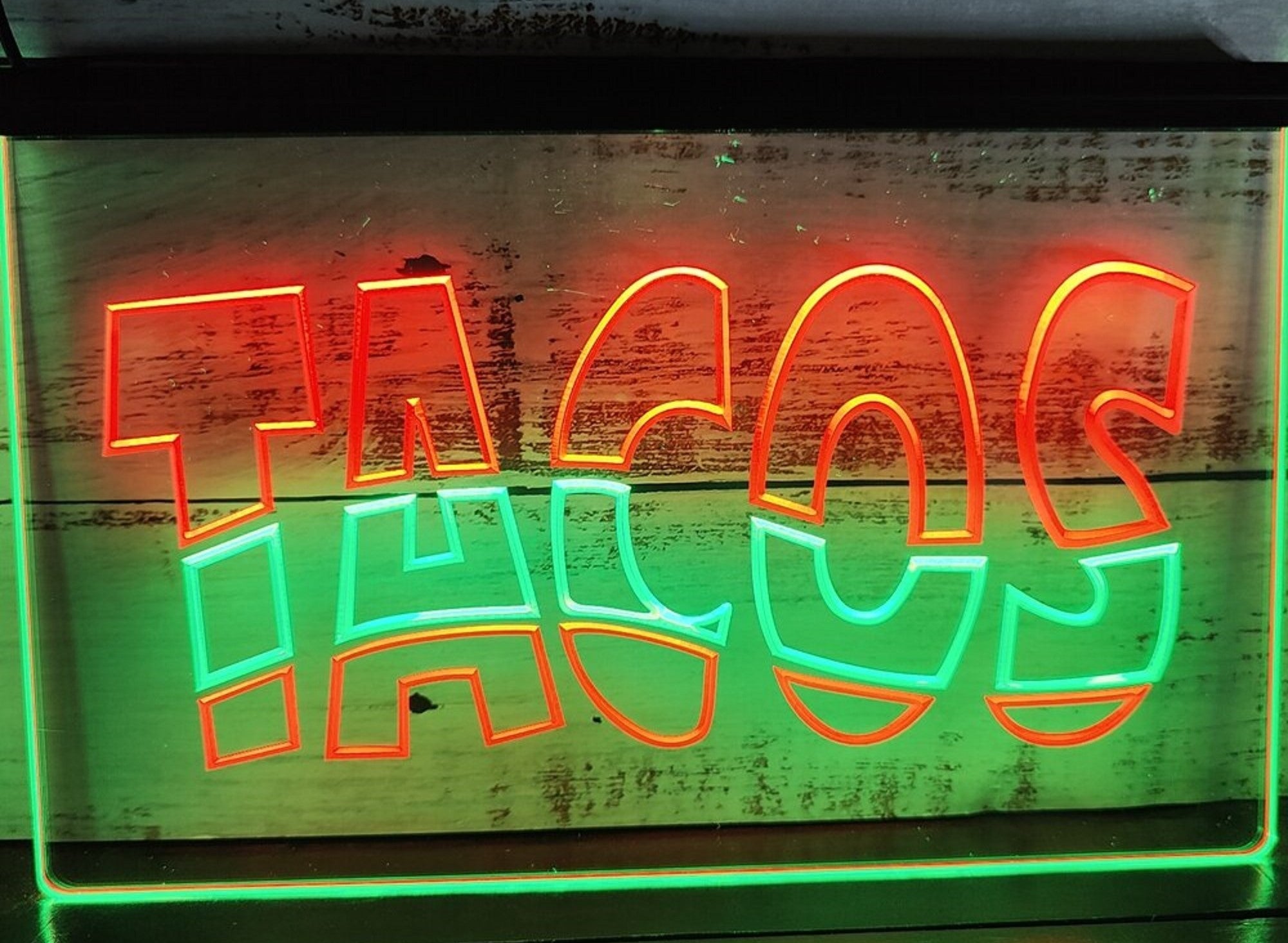 Tacos Led Neon Sign Dual Color Mexican Restaurant Wall Or Desktop Decor