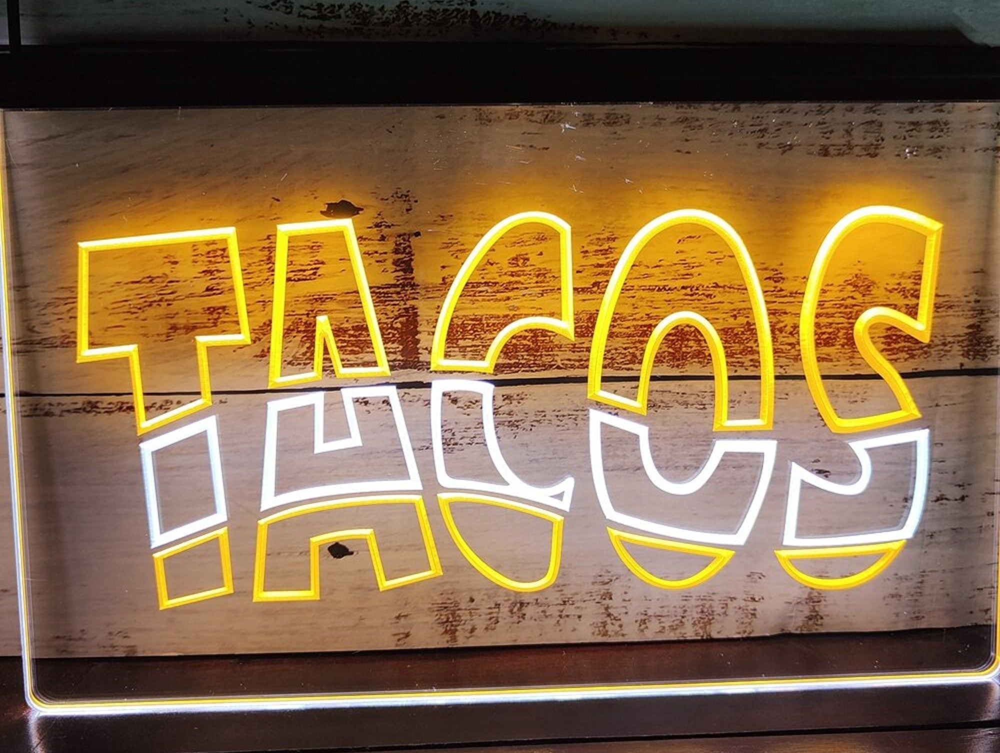Tacos Led Neon Sign Dual Color Mexican Restaurant Wall Or Desktop Decor