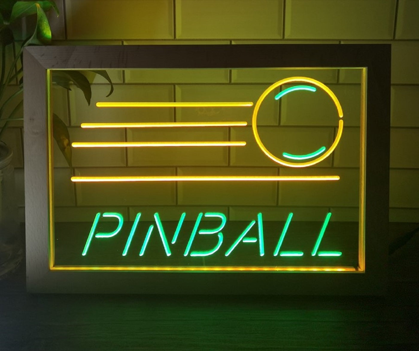 Pinball Led Neon Sign Framed Arcade Pinball Shop Decor Wall Or Desktop