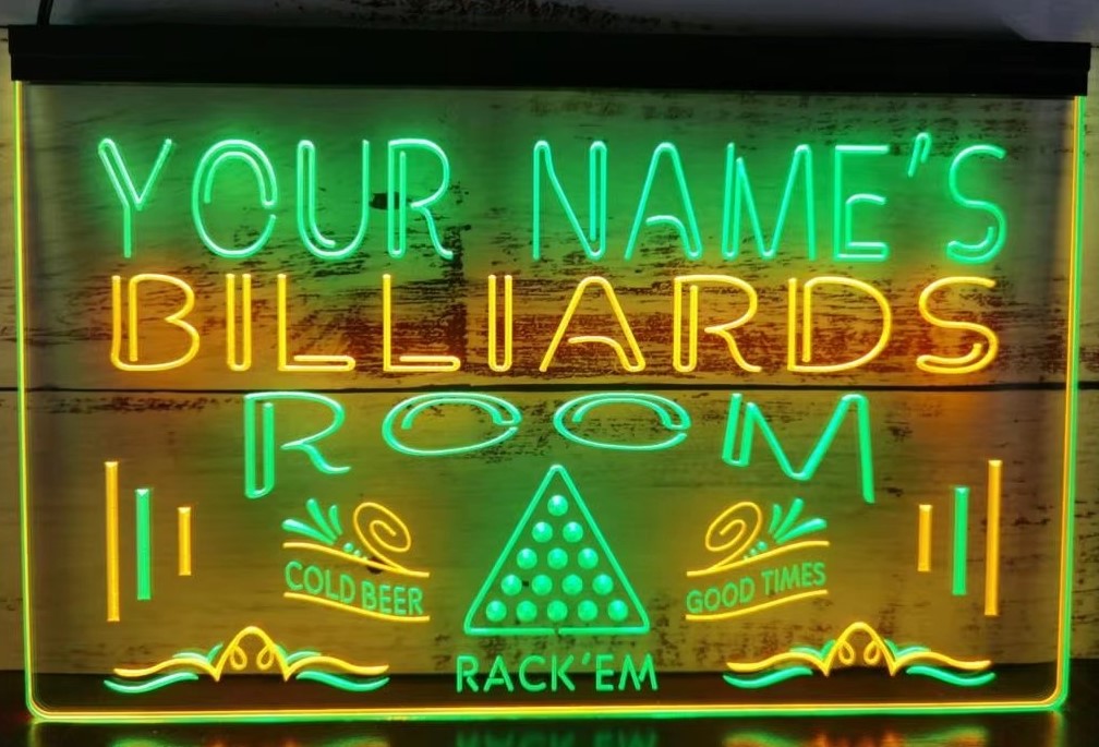 Custom Your Name Billiards Led Neon Sign Dual Color Wall Or Desktop Decor
