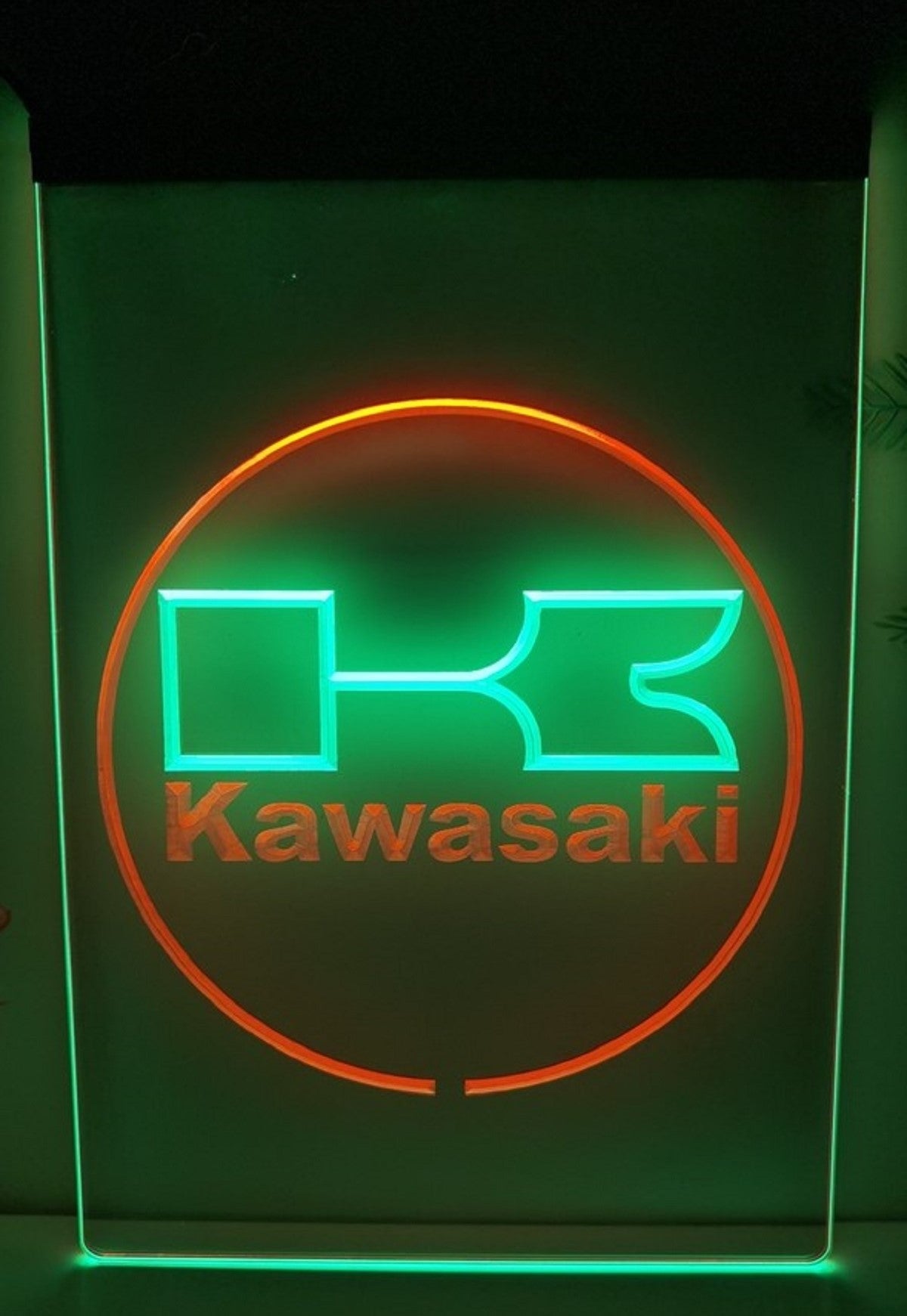 Kawasaki Led Neon Sign Dual Color Motorcycle Dealer Repair Shop Decor