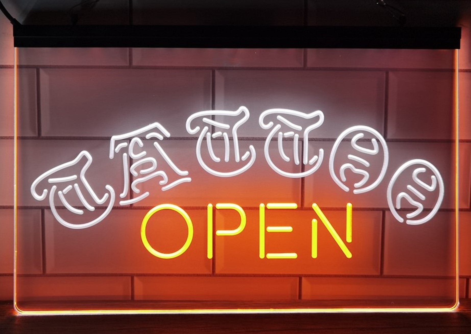 Tattoo Open Led Neon Sign Dual Color Tattoo Salon Shop Wall Or Desktop Decor