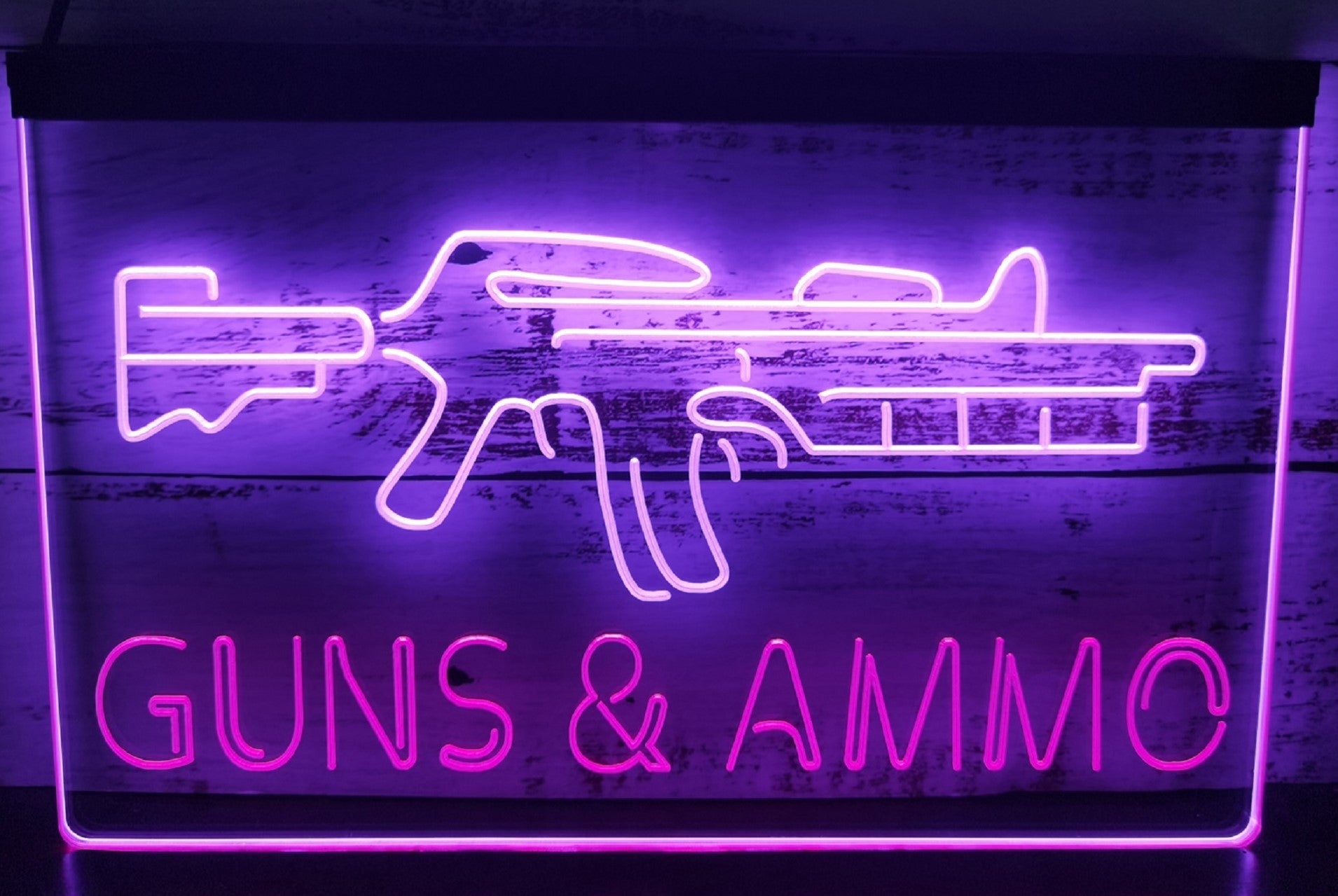 Guns & Ammo Led Neon Sign Dual Color Wall Hanging Or Desktop Decor