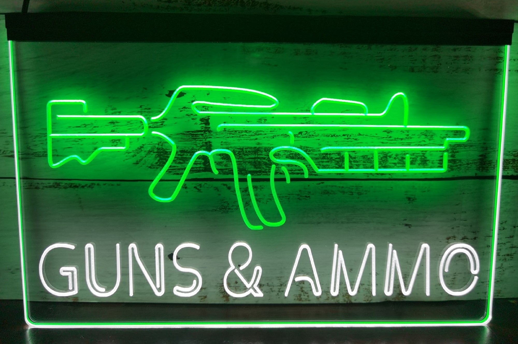 Guns & Ammo Led Neon Sign Dual Color Wall Hanging Or Desktop Decor