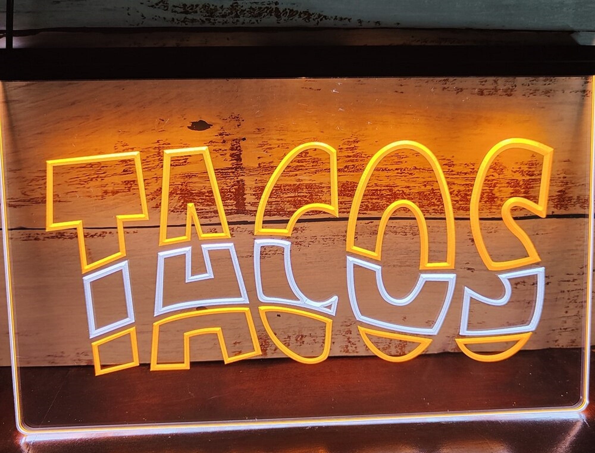 Tacos Led Neon Sign Dual Color Mexican Restaurant Wall Or Desktop Decor