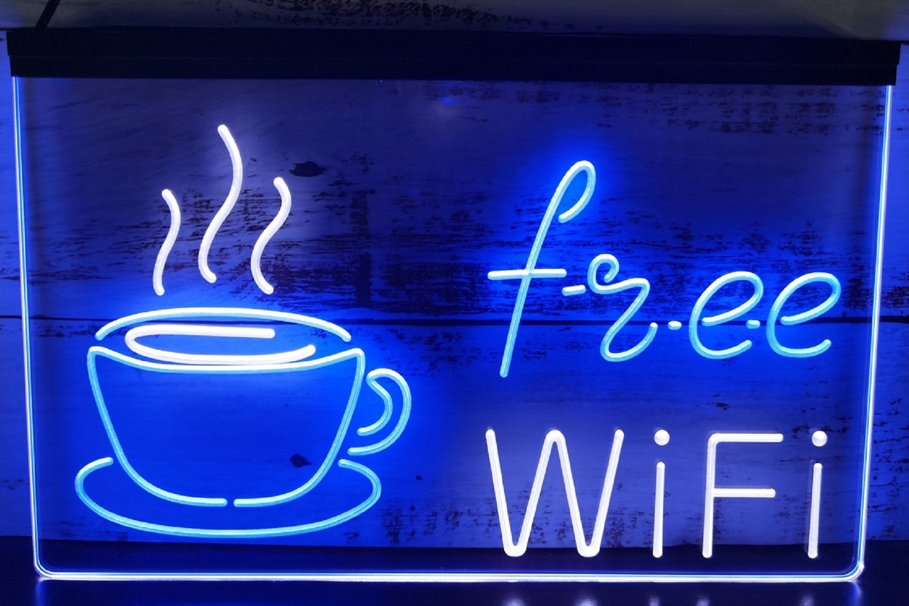 Free Wi Fi Cafe Led Neon Sign Dual Color Coffee Shop Wall Or Desktop Decor