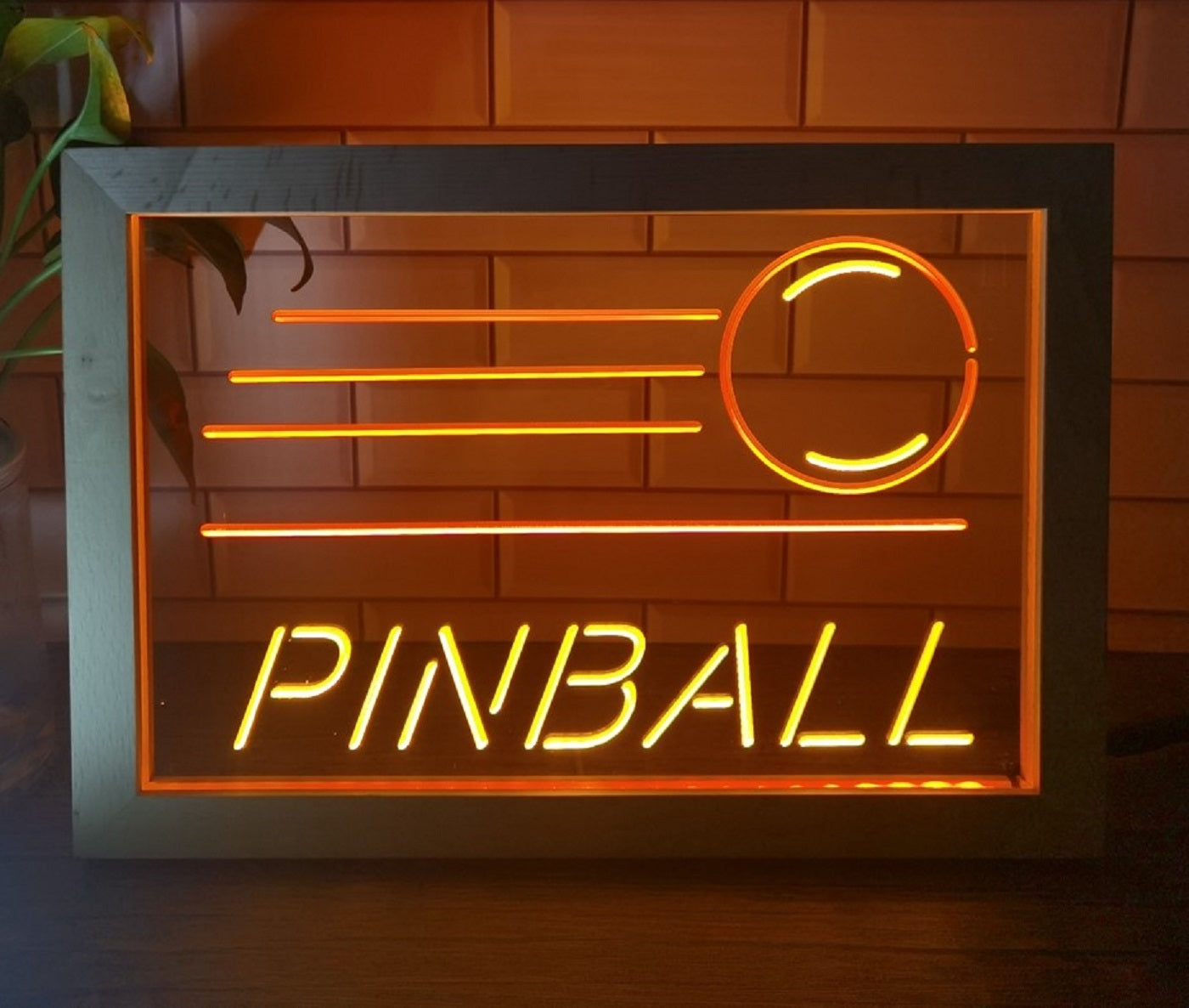 Pinball Led Neon Sign Framed Arcade Pinball Shop Decor Wall Or Desktop