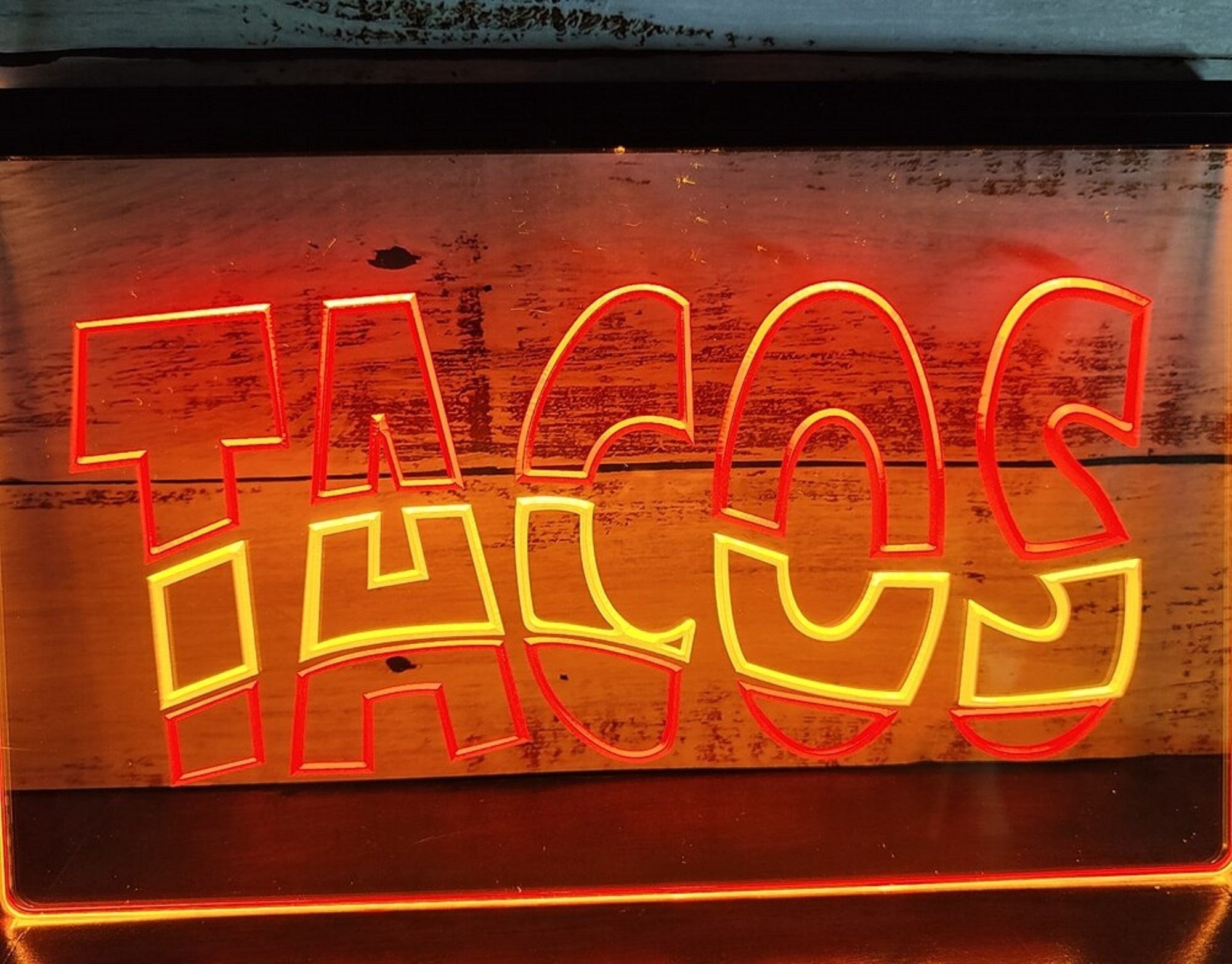 Tacos Led Neon Sign Dual Color Mexican Restaurant Wall Or Desktop Decor