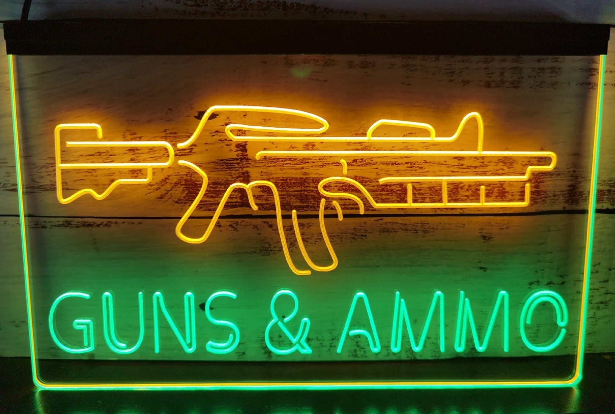 Guns & Ammo Led Neon Sign Dual Color Wall Hanging Or Desktop Decor