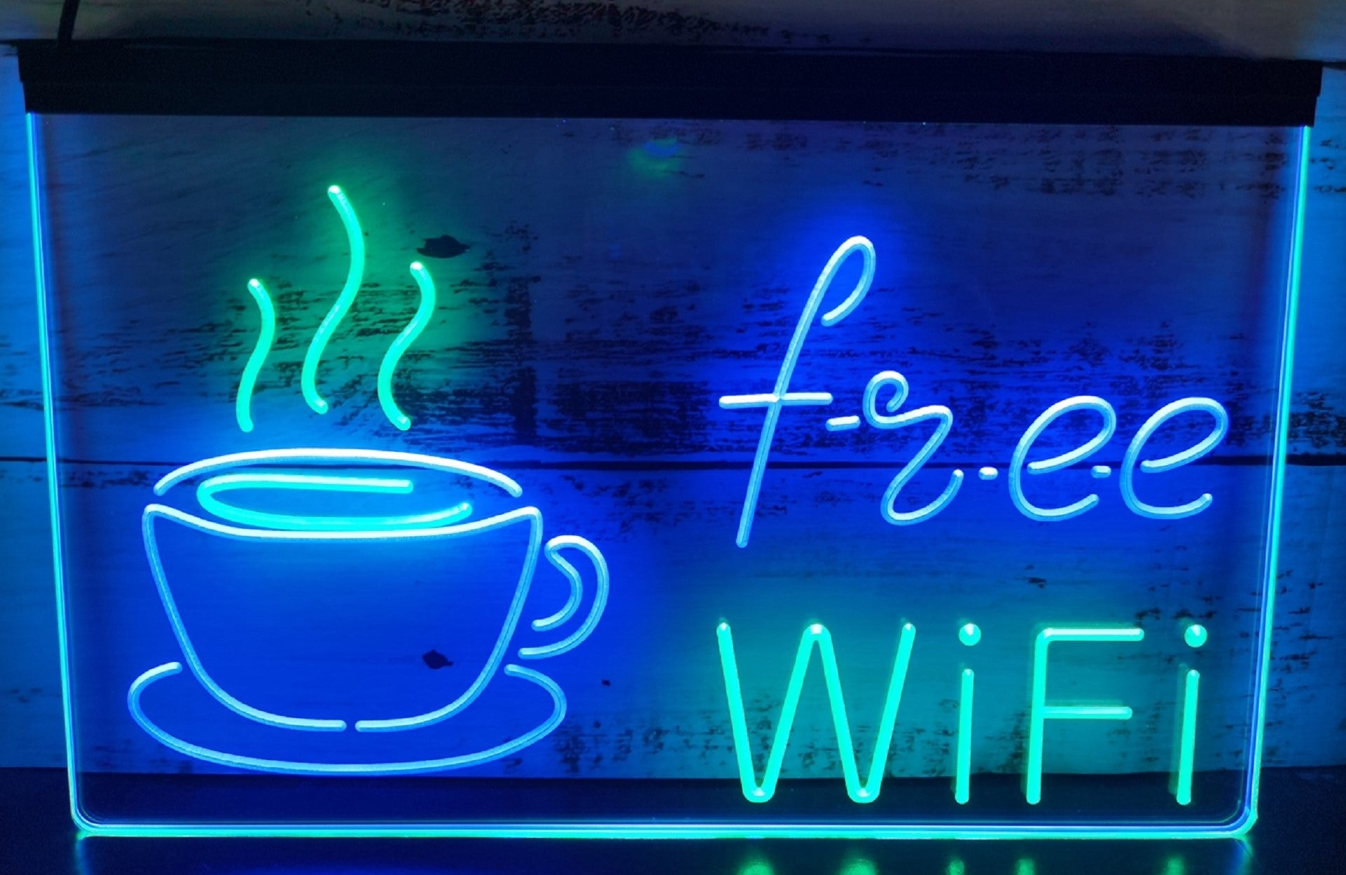 Free Wi Fi Cafe Led Neon Sign Dual Color Coffee Shop Wall Or Desktop Decor