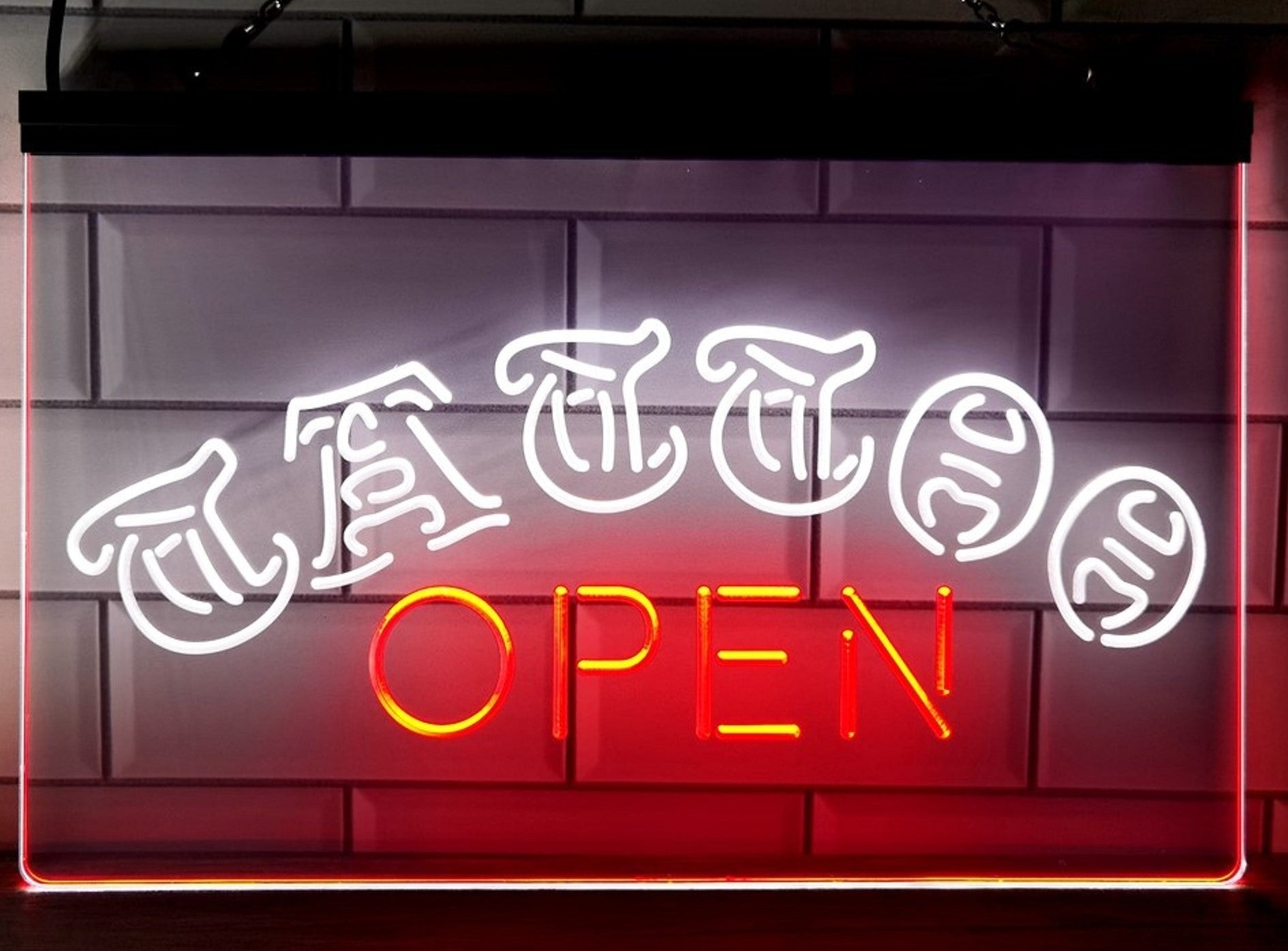Tattoo Open Led Neon Sign Dual Color Tattoo Salon Shop Wall Or Desktop Decor