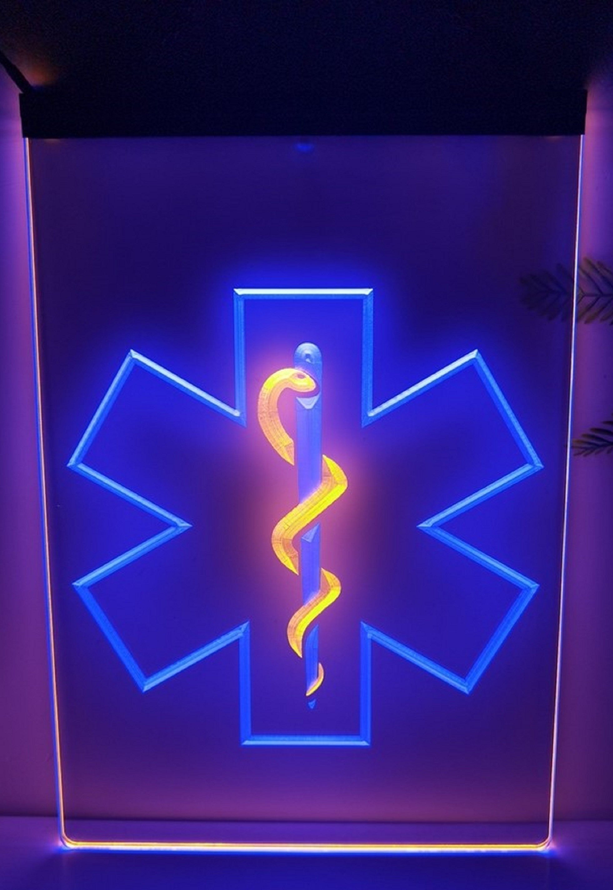 EMS Emergency Medical Services Led Neon Sign Dual Color Wall Or Desktop Decor
