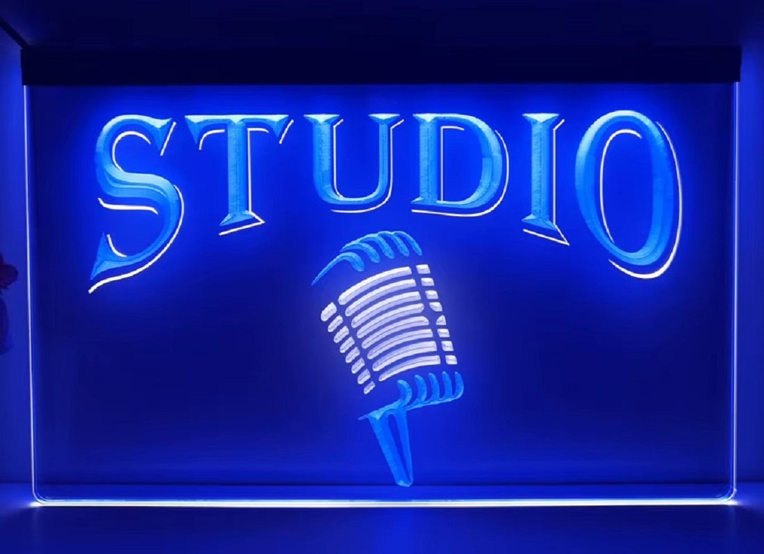 Studio Mic Led Neon Sign Dual Color Home Studio Room Audio Studio Decor
