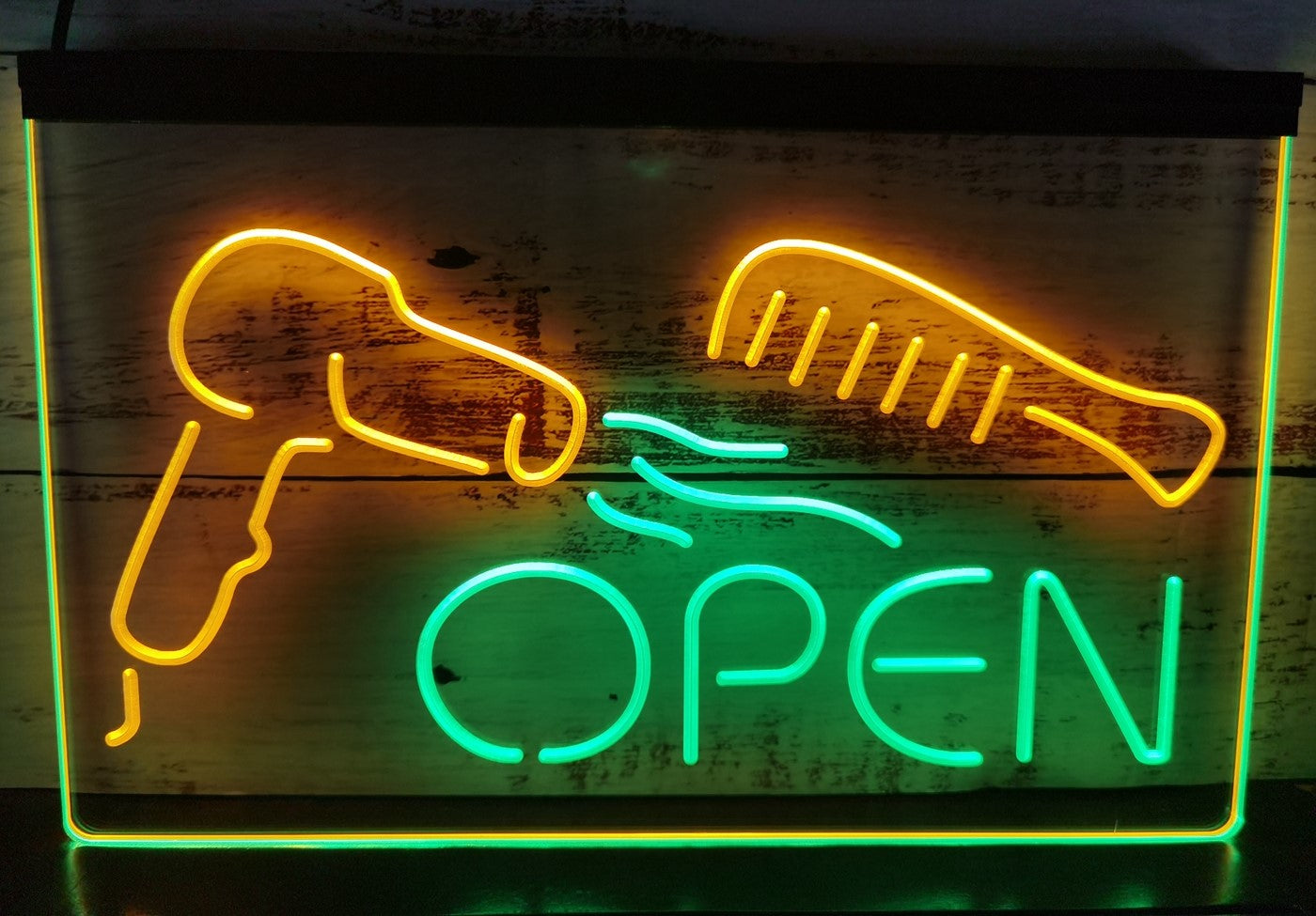 Haircut Salon Open Led Neon Sign Dual Color Barber Shop Haircut Salon Decor
