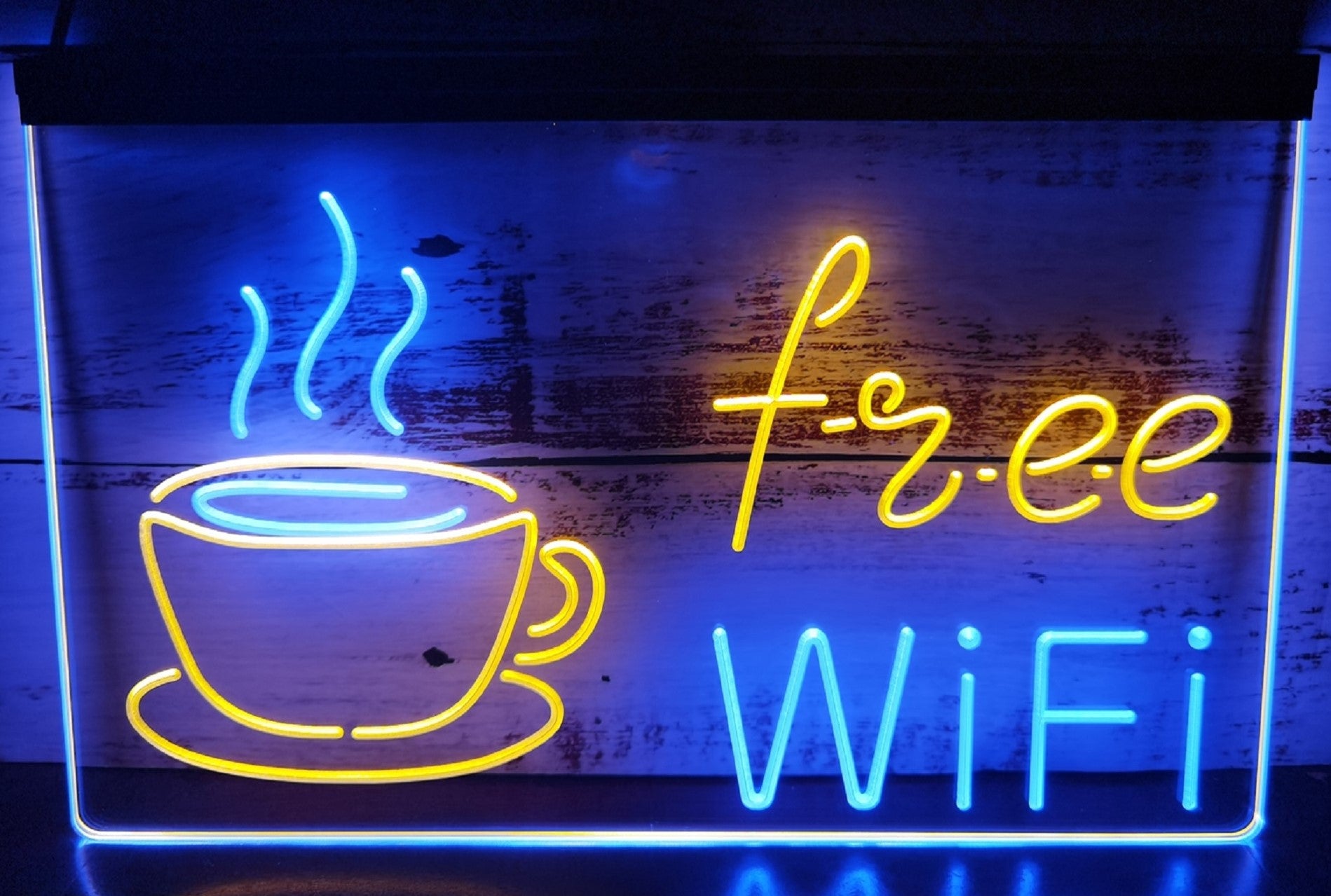 Free Wi Fi Cafe Led Neon Sign Dual Color Coffee Shop Wall Or Desktop Decor