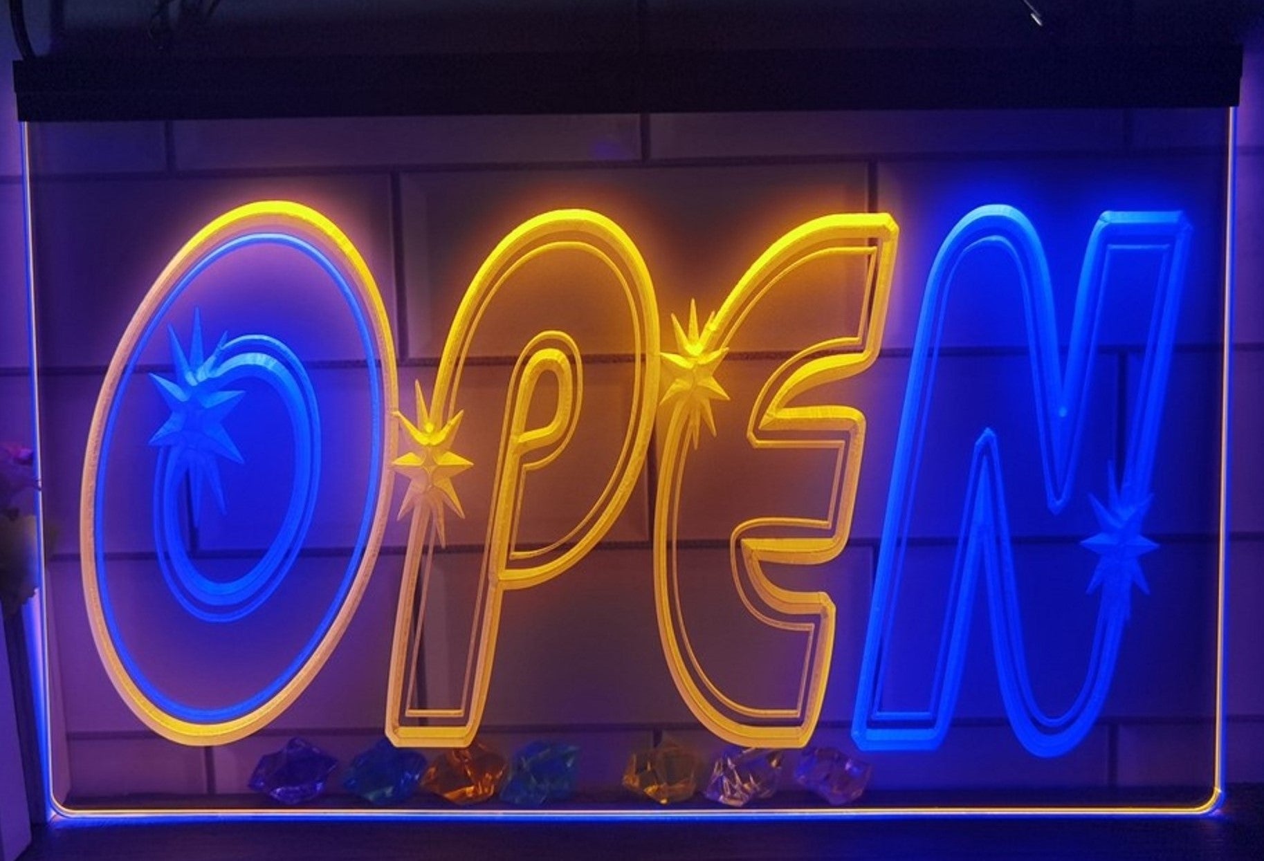 Open Led Neon Sign Dual Color Store Shop Coffee Shop Restaurant Decor