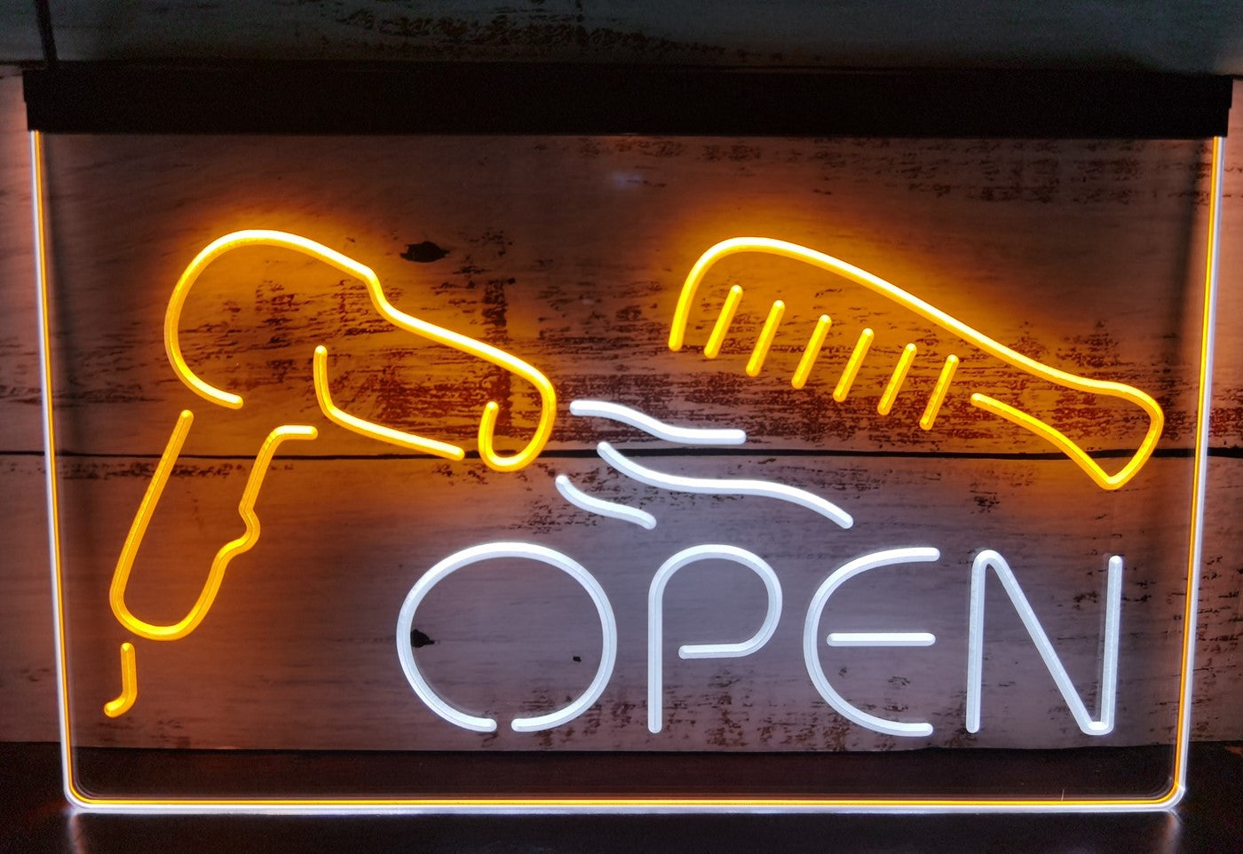 Haircut Salon Open Led Neon Sign Dual Color Barber Shop Haircut Salon Decor