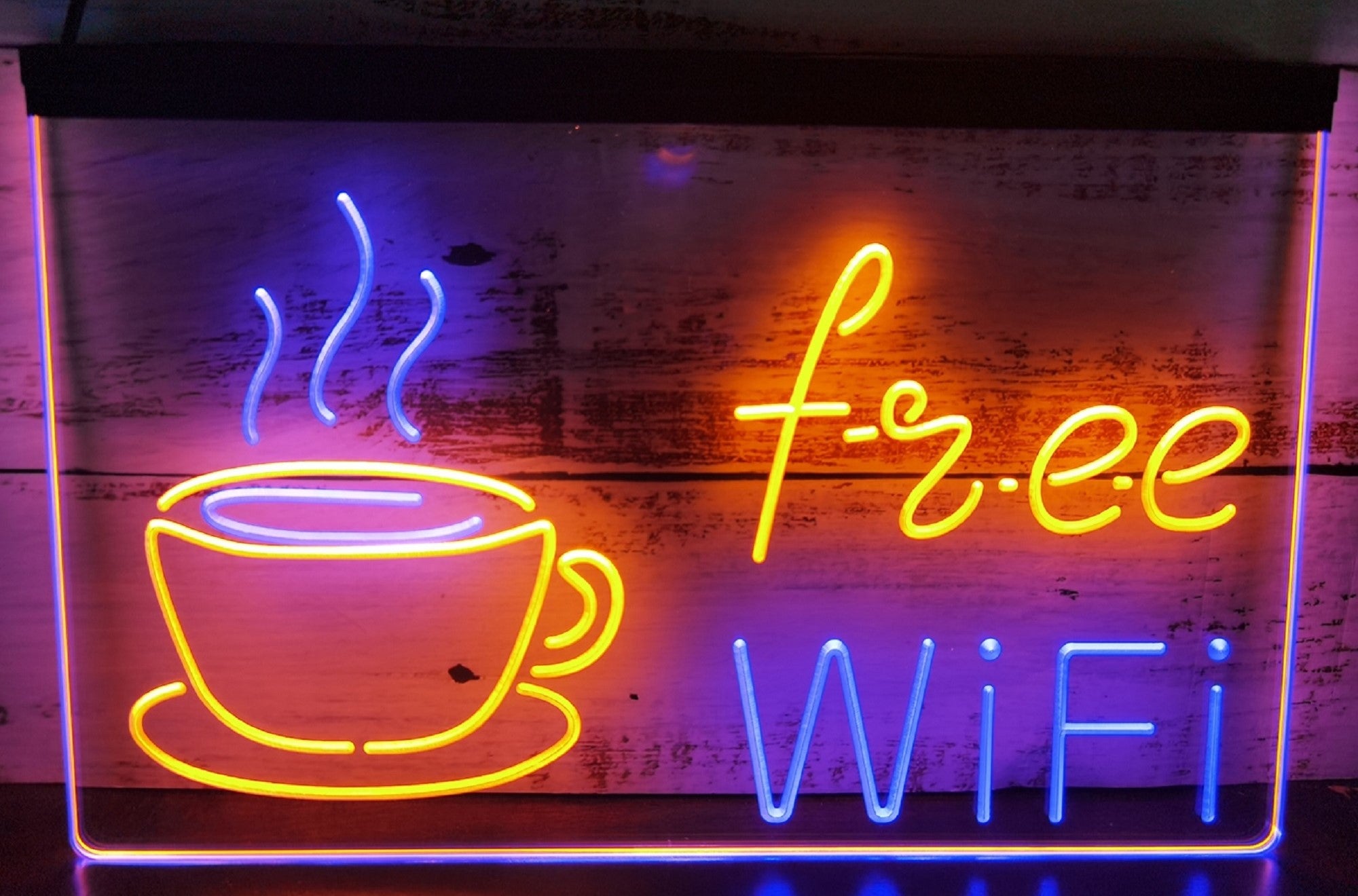 Free Wi Fi Cafe Led Neon Sign Dual Color Coffee Shop Wall Or Desktop Decor