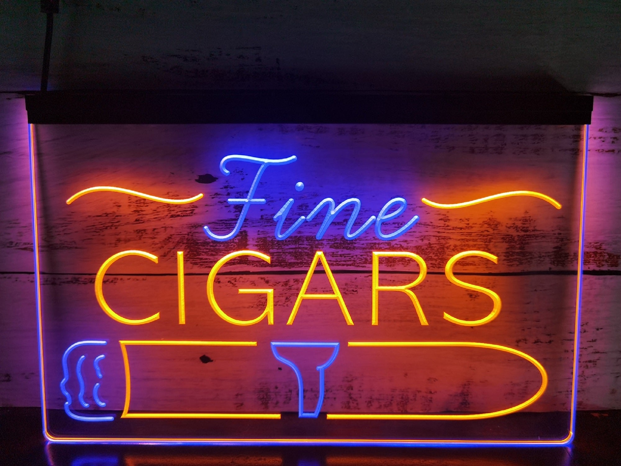Fine Cigars Led Neon Sign Dual Color Cigar Lounge Smoke Shop Decor