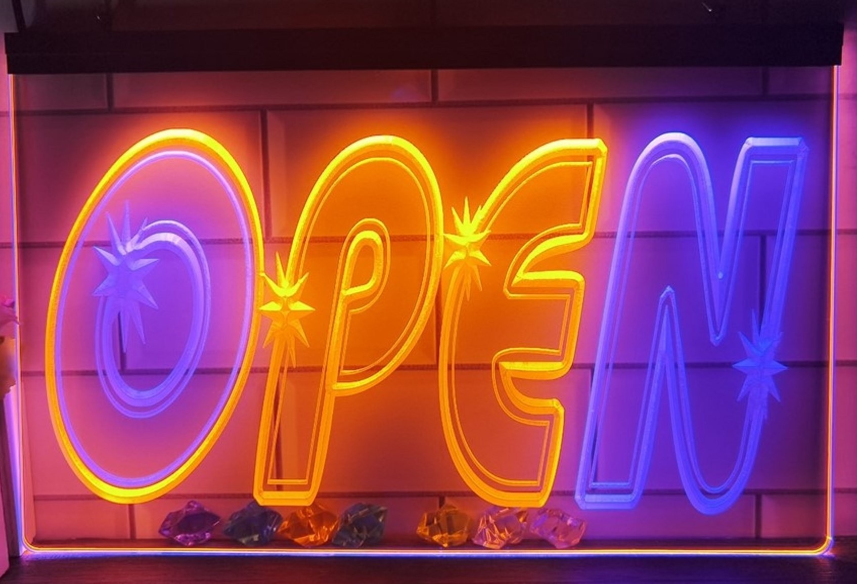 Open Led Neon Sign Dual Color Store Shop Coffee Shop Restaurant Decor