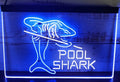 Pool Shark Led Neon Sign Dual Color Billiards Hall Game Room Decor Wall Hanging Desktop