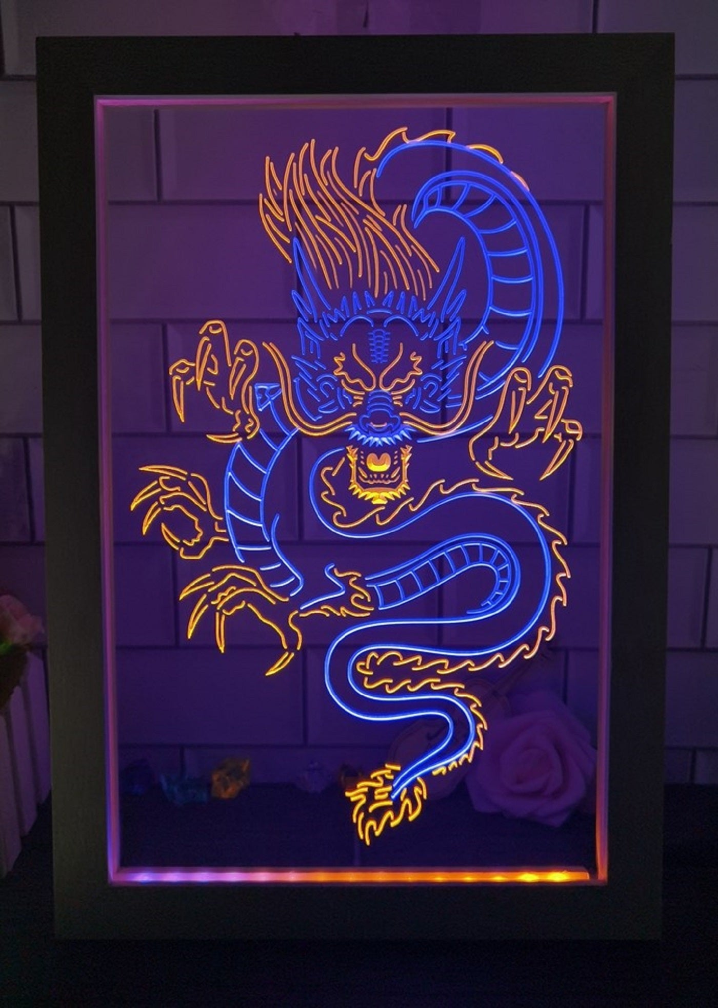 Chinese Dragon Led Neon Sign Framed Wall Hanging Or Desktop Decor