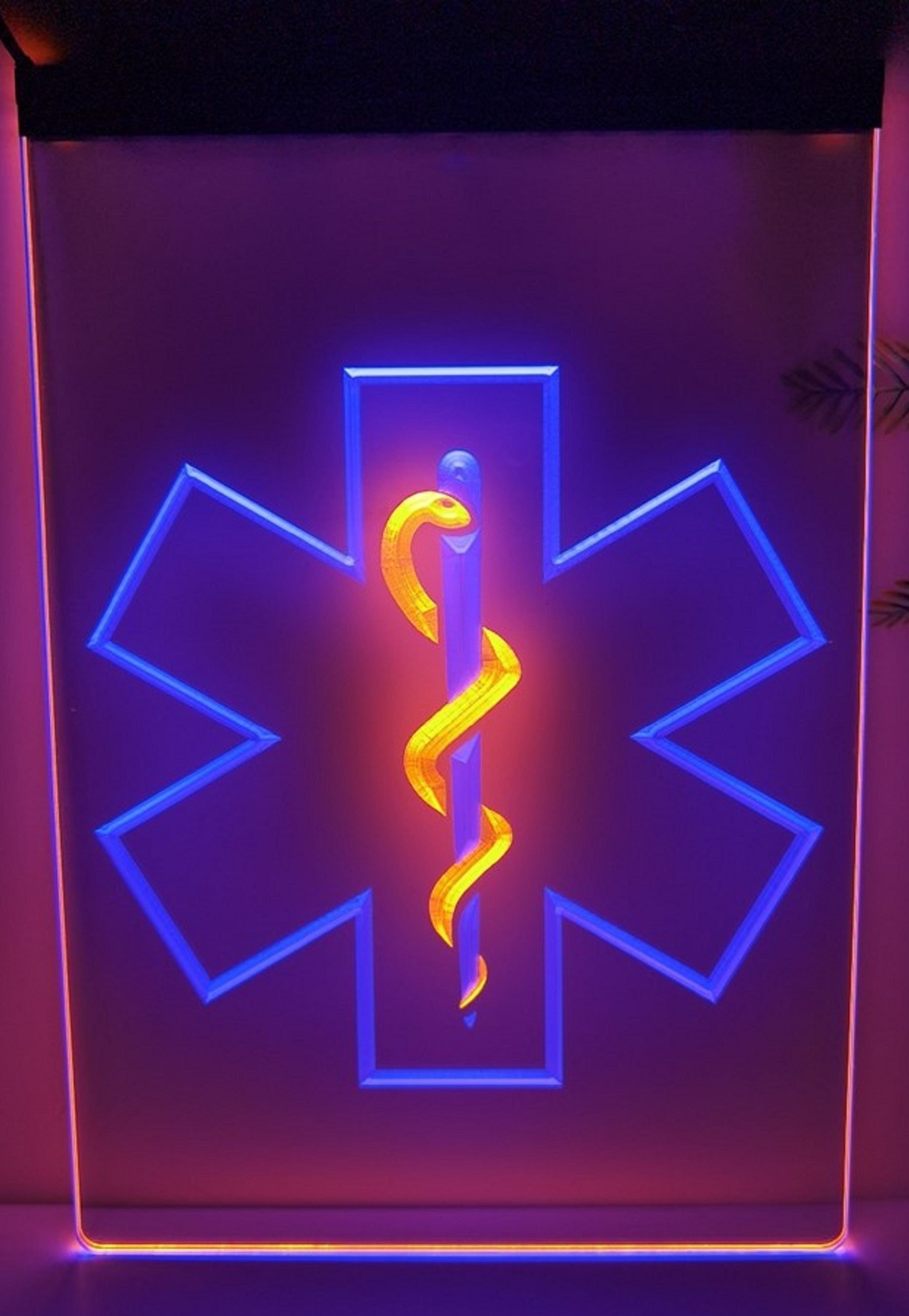 EMS Emergency Medical Services Led Neon Sign Dual Color Wall Or Desktop Decor