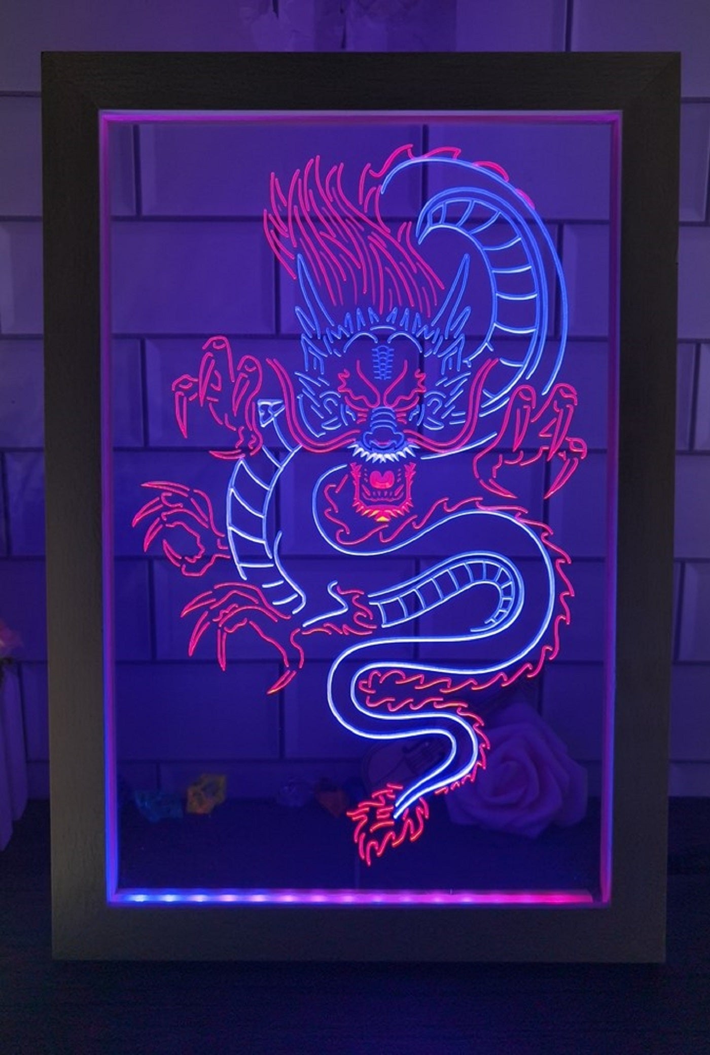 Chinese Dragon Led Neon Sign Framed Wall Hanging Or Desktop Decor