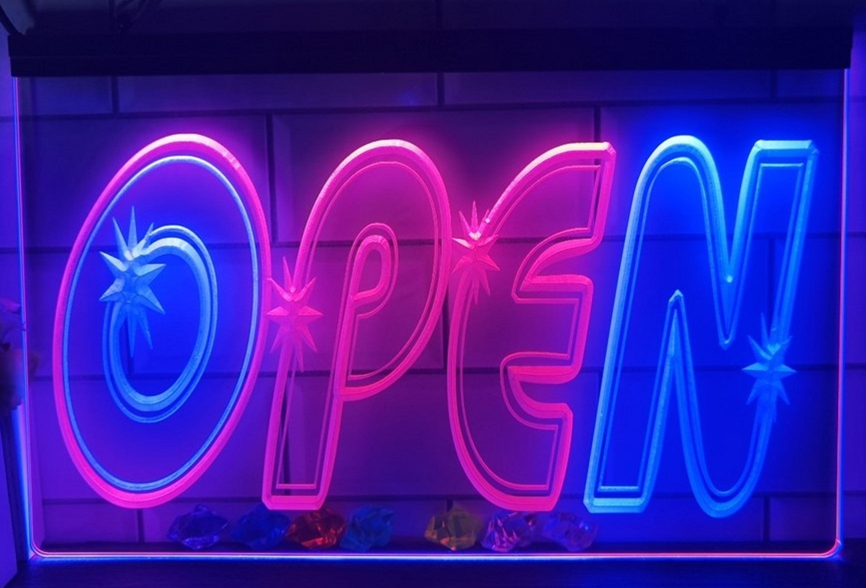 Open Led Neon Sign Dual Color Store Shop Coffee Shop Restaurant Decor