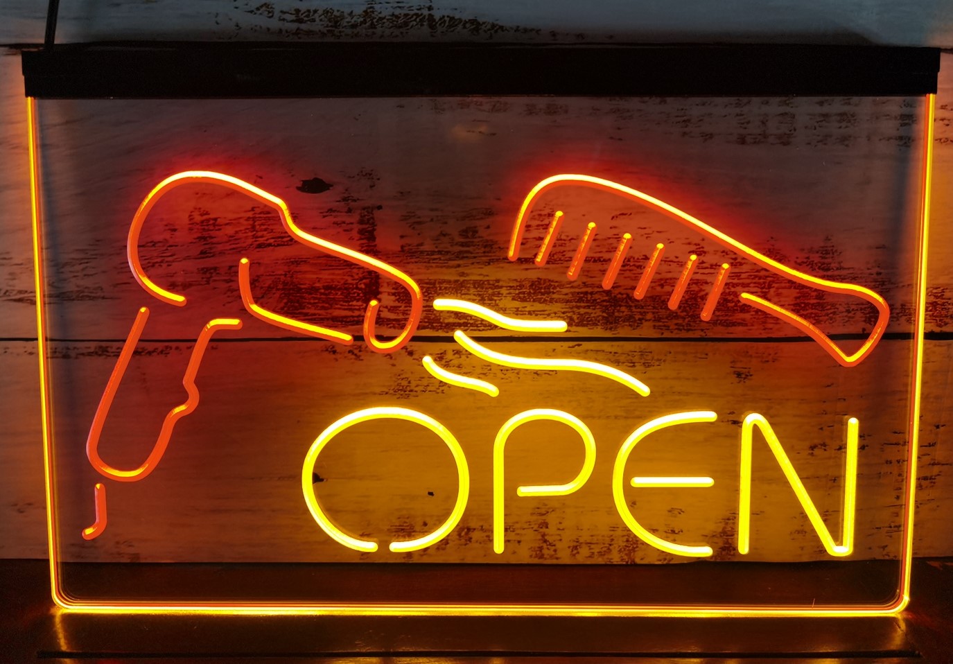 Haircut Salon Open Led Neon Sign Dual Color Barber Shop Haircut Salon Decor