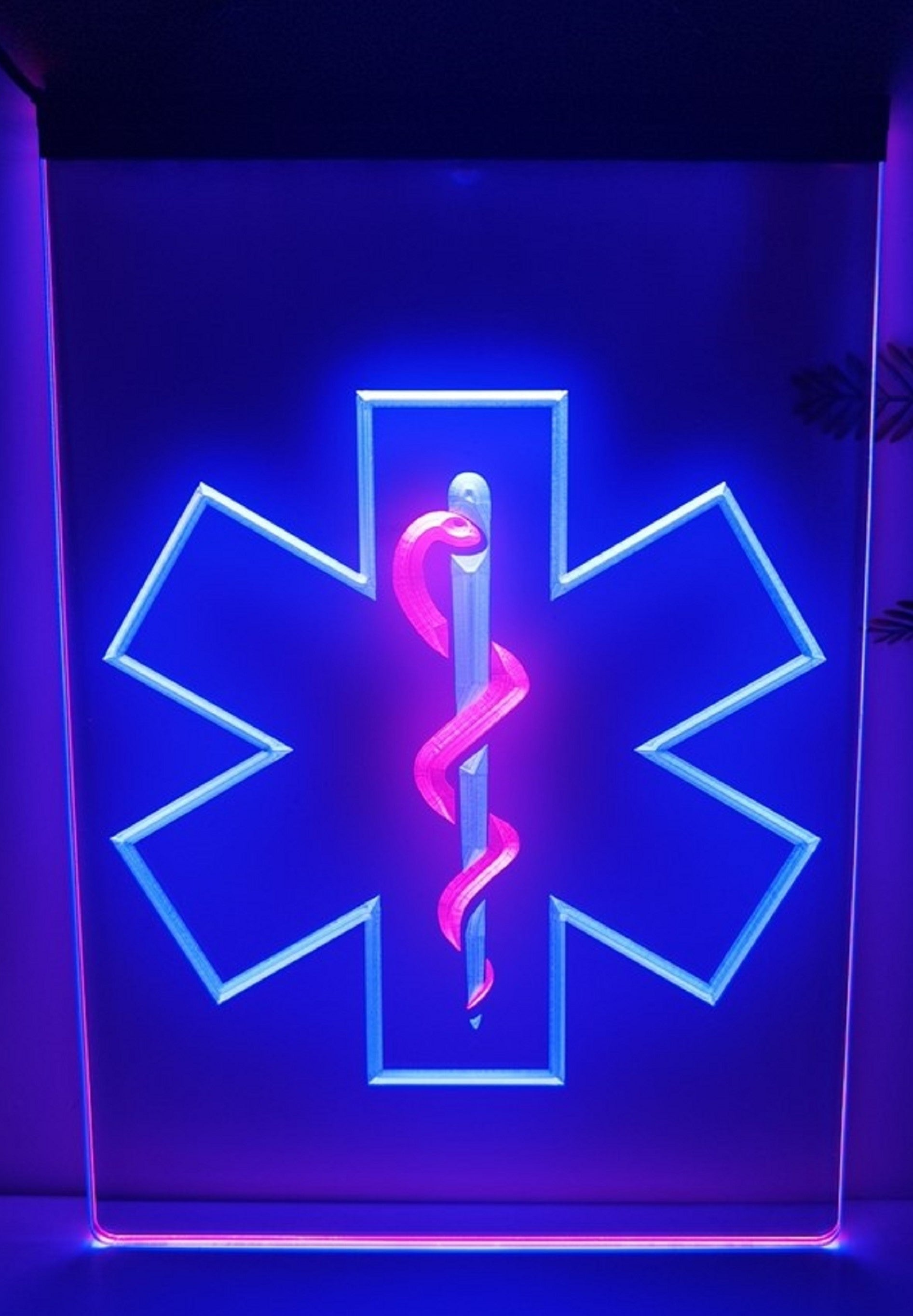 EMS Emergency Medical Services Led Neon Sign Dual Color Wall Or Desktop Decor