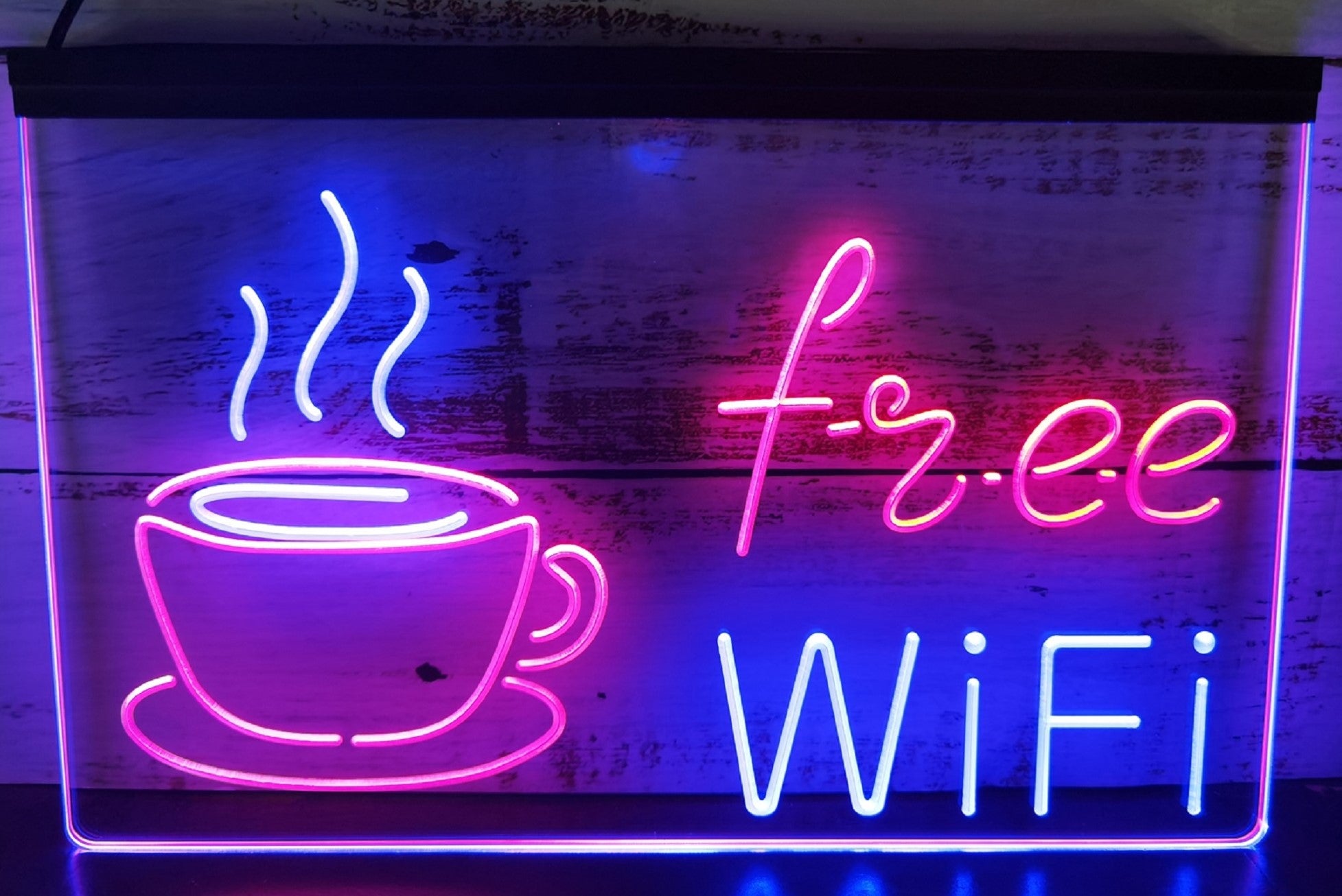 Free Wi Fi Cafe Led Neon Sign Dual Color Coffee Shop Wall Or Desktop Decor