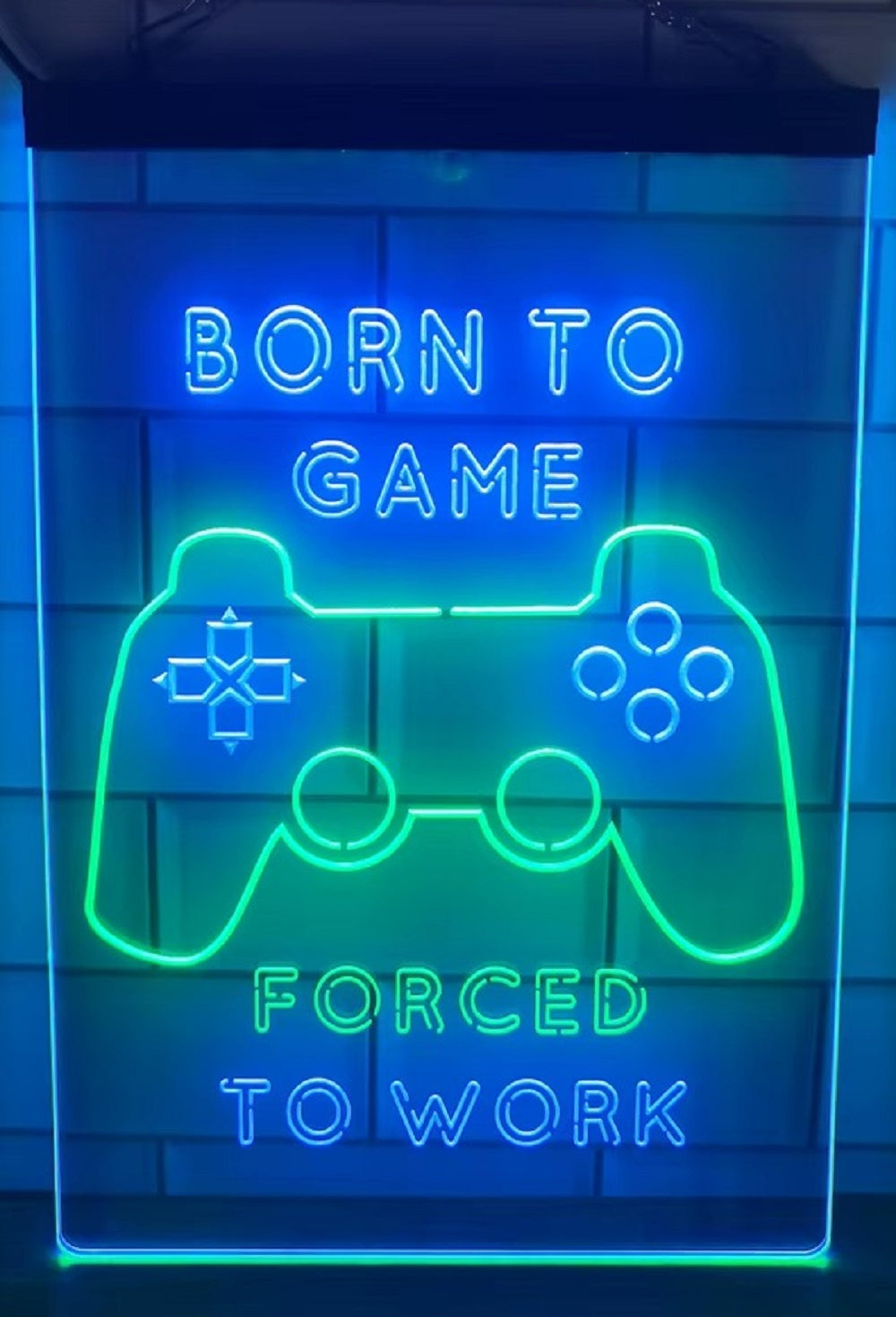 Born To Game Forced To Work Led Neon Sign Dual Color Home Game Room Arcade Shop Decor