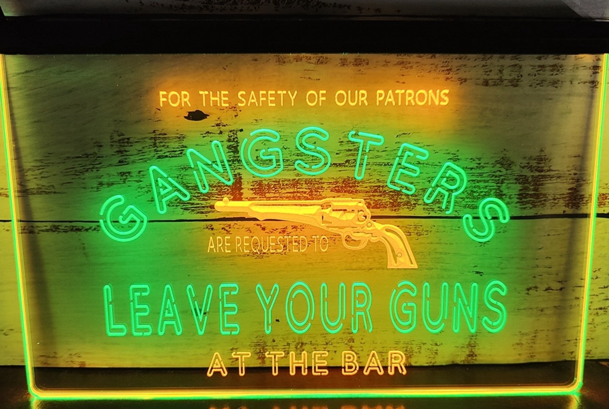 Cowboys Leave Your Guns Led Neon Sign Dual Color Wall Hanging Or Desktop Decor