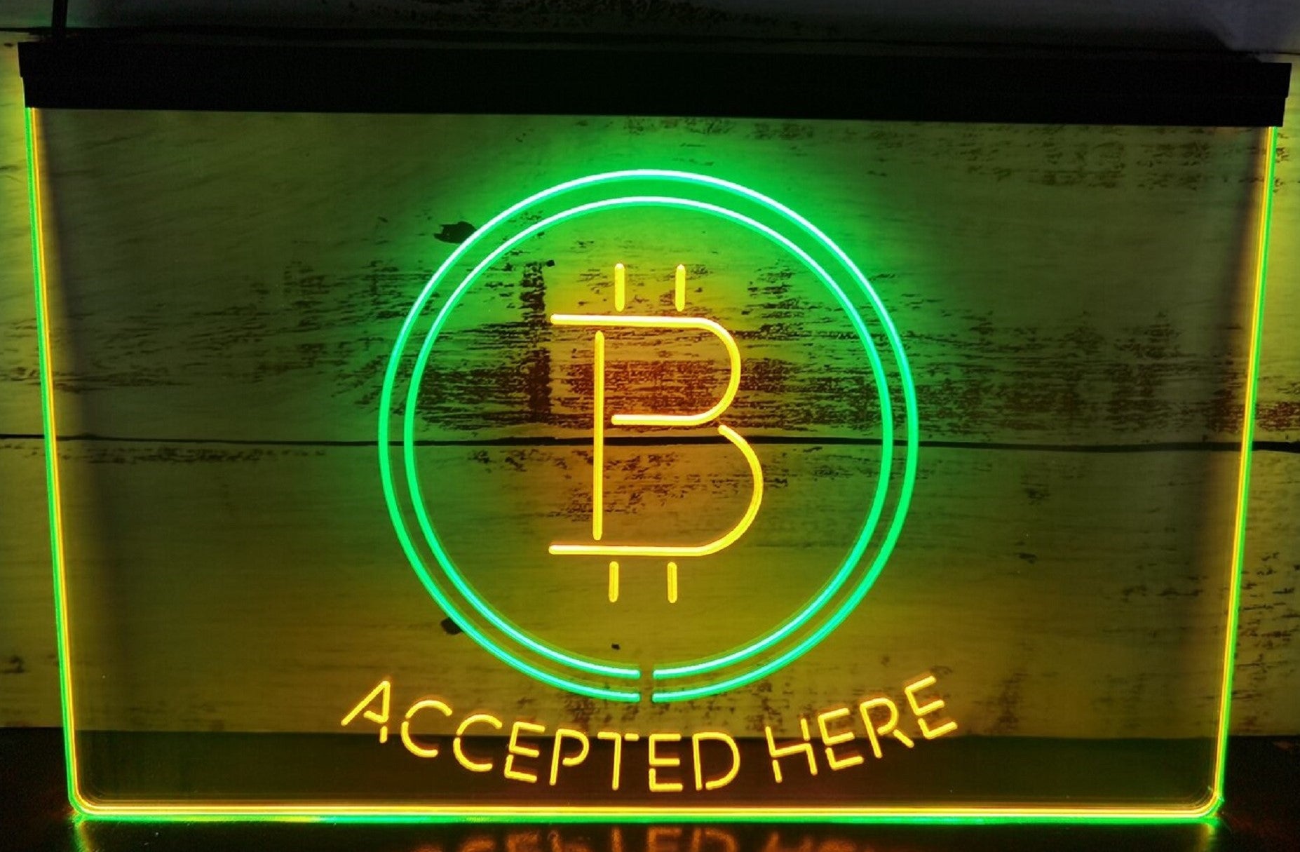 Bitcoin Accepted Here Led Neon Sign Dual Color Store Office Wall Hanging Desktop Decor