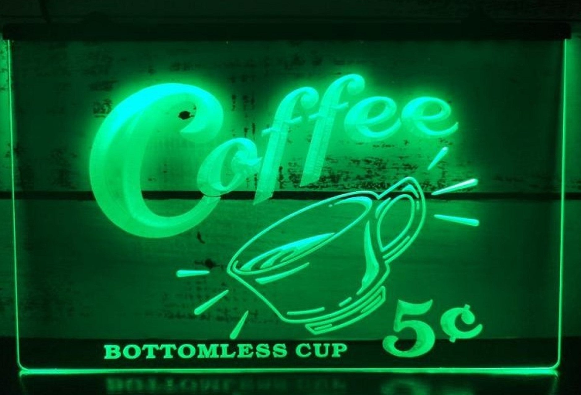 Coffee 5 Cents Bottomless Cup Led Neon Sign Vintage Sign Coffee Shop Decor